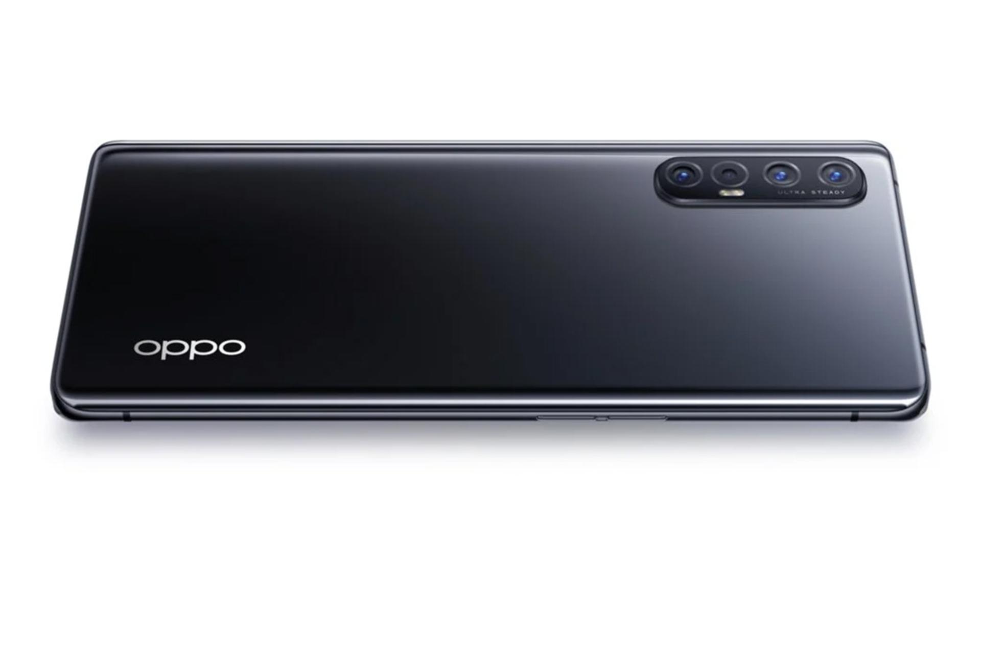 نمای پشت گوشی اوپو فایند ایکس ۲ نئو در حالت قرارگرفته روی زمین