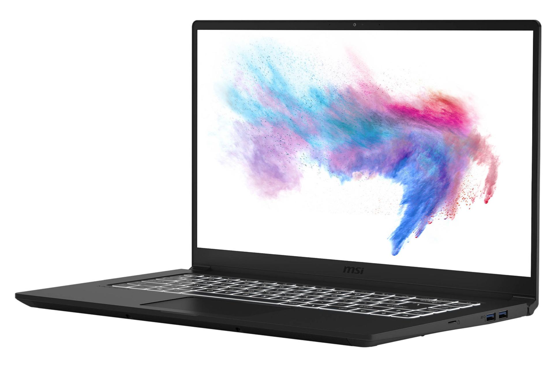 لپ‌تاپ مدرن 15 A10RB ام اس آی نمای بغل - پورت ها صفحه کلید و صفحه نمایش  /  MSI Modern 15 A10RB