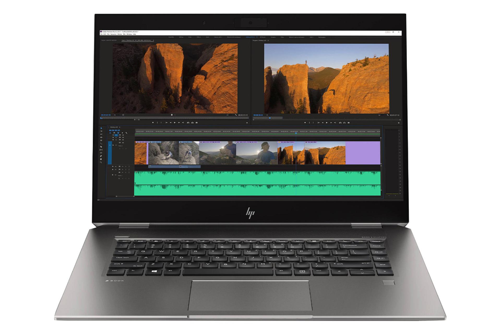 لپ‌تاپ زدبوک 15 استودیو جی 5 وورک استیشن اچ پی نمای جلو صفحه کلید و صفحه نمایش/ HP ZBook 15 Studio