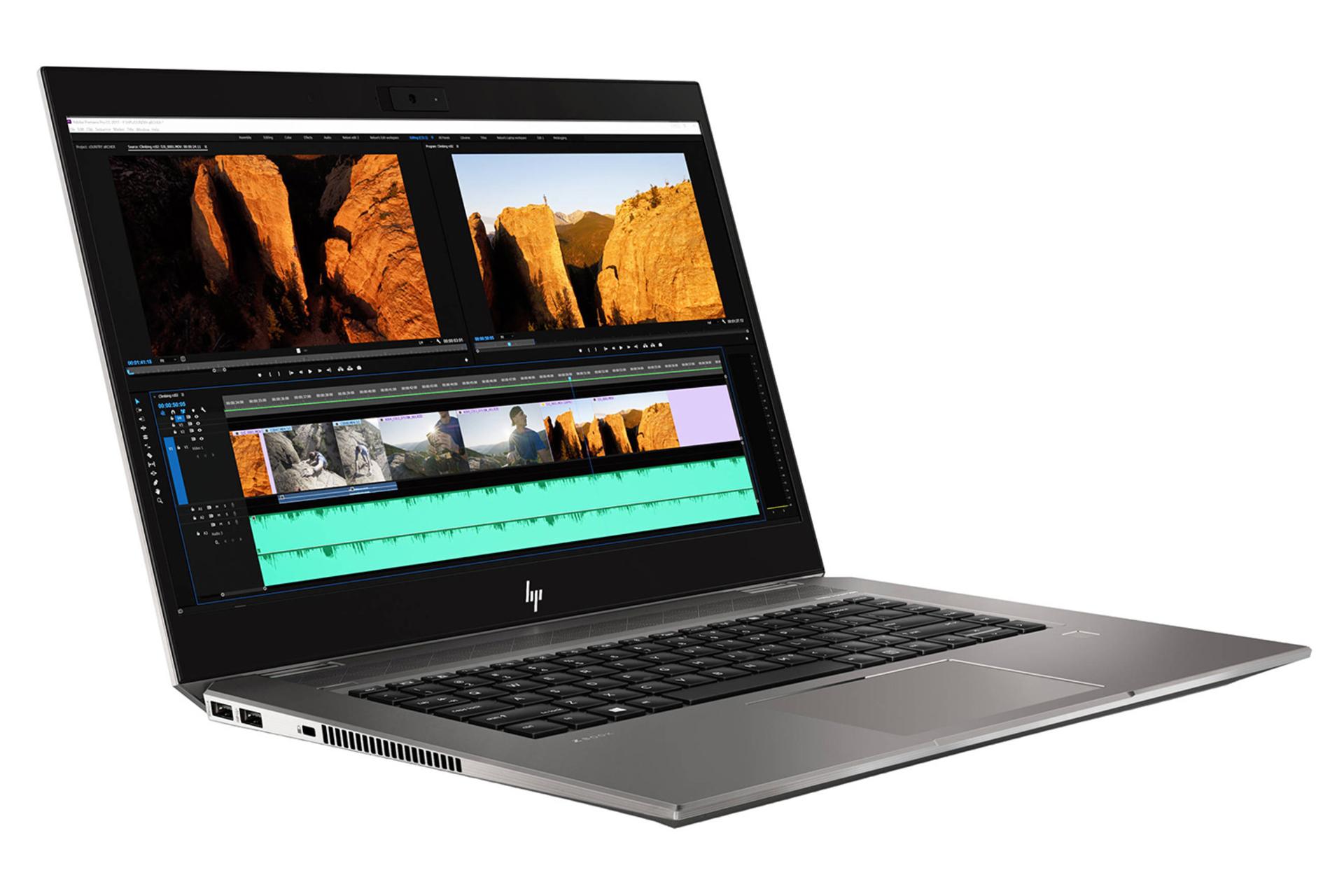 لپ‌تاپ زدبوک 15 استودیو جی 5 وورک استیشن اچ پی نمای بغل صفحه کلید وپورت ها و صفحه نمایش/ HP ZBook 