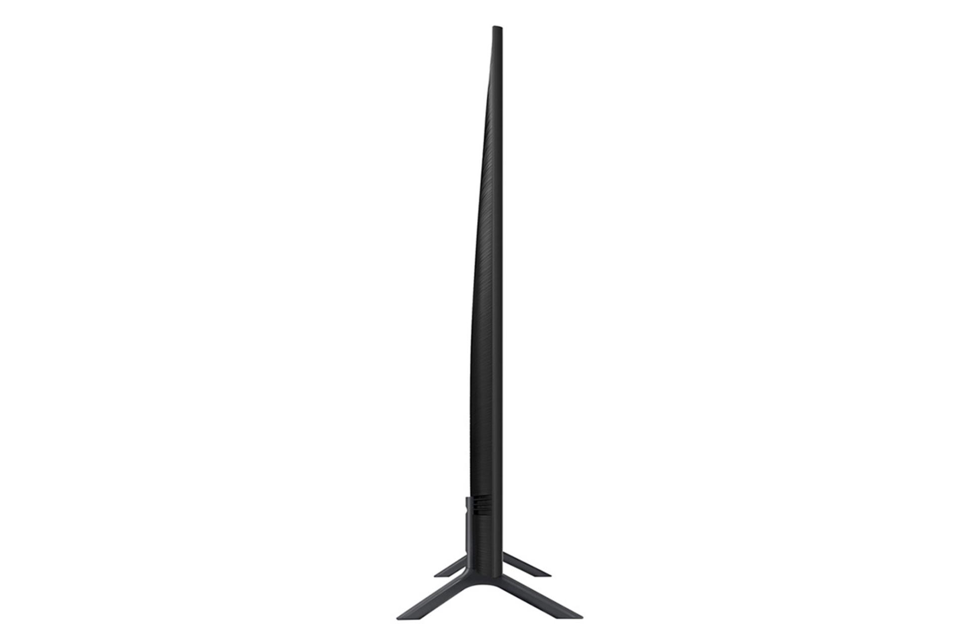 نمای کنار تلویزیون سامسونگ NU7100 مدل 65 اینچ و نمایش ضخامت محصول