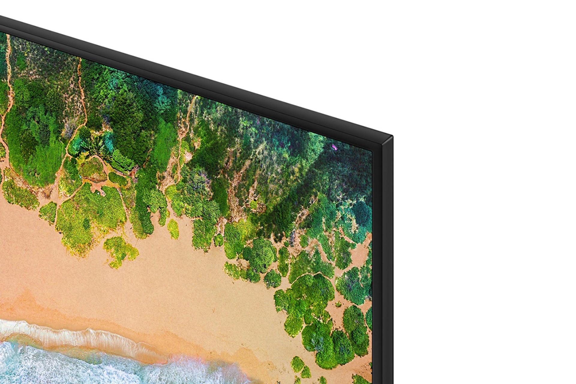 نمای لبه تلویزیون سامسونگ NU7100 مدل 65 اینچ و نمایش حاشیه دور صفحه