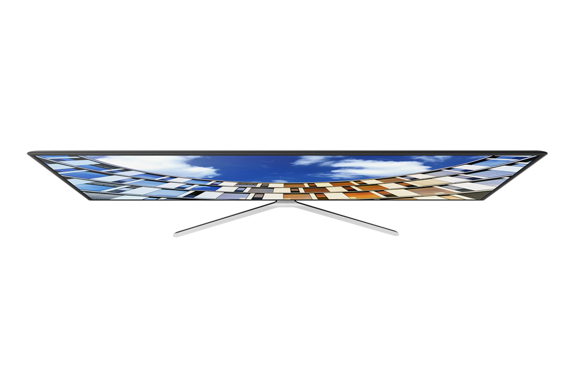 نمای بالا تلویزیون سامسونگ N6900 مدل 49 اینچ و نمایش ضخامت دستگاه