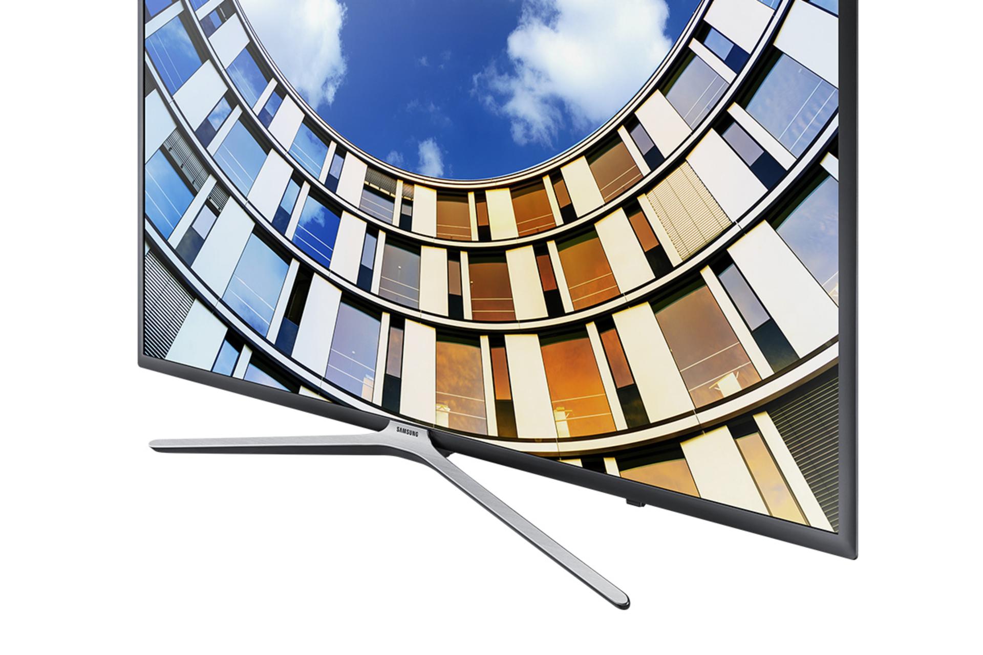 نمای کنار تلویزیون سامسونگ N6900 مدل 49 اینچ و نمایش پایه X شکل