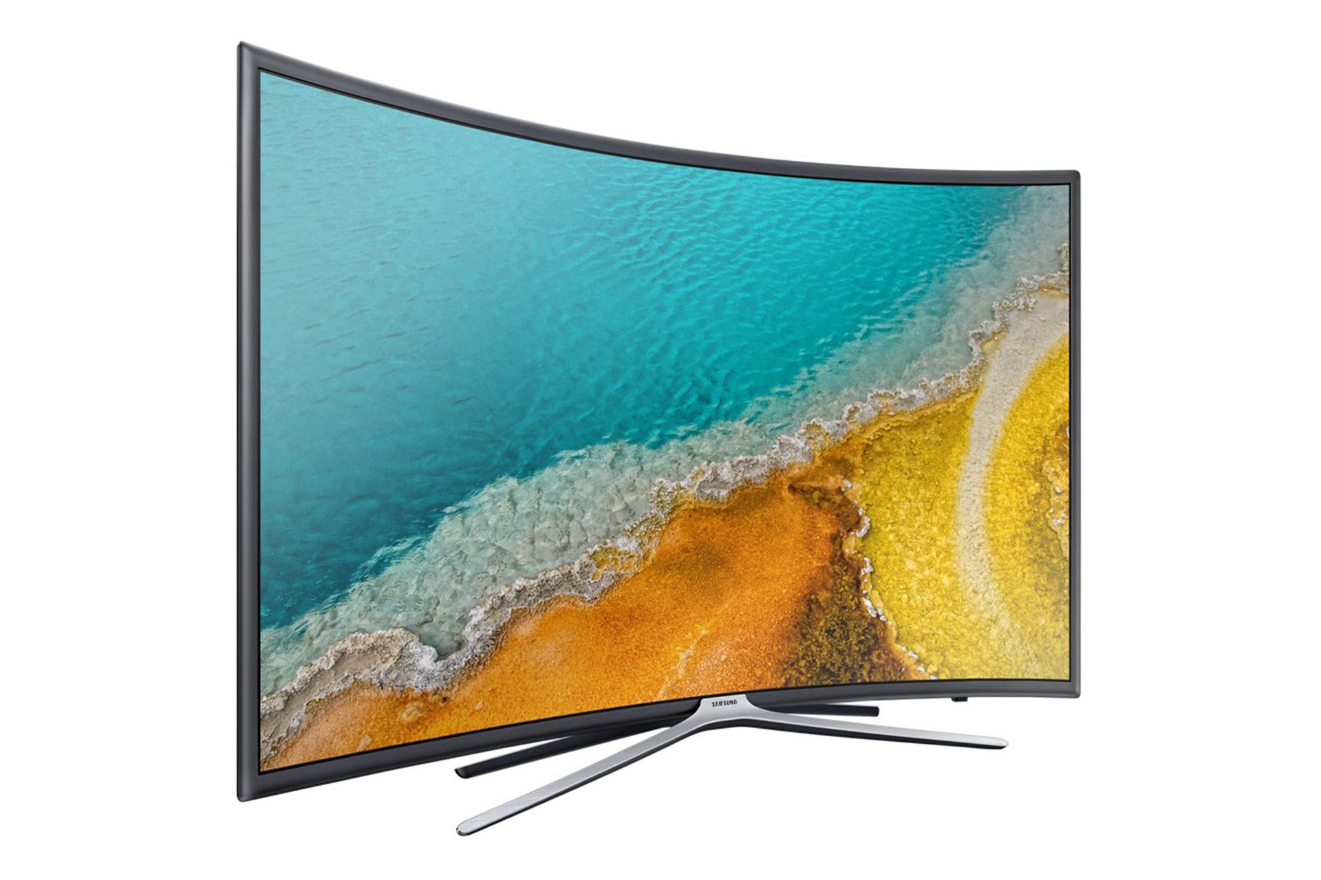 نمای نیمرخ تلویزیون سامسونگ K6500 مدل 49 اینچ با پایه X شکل