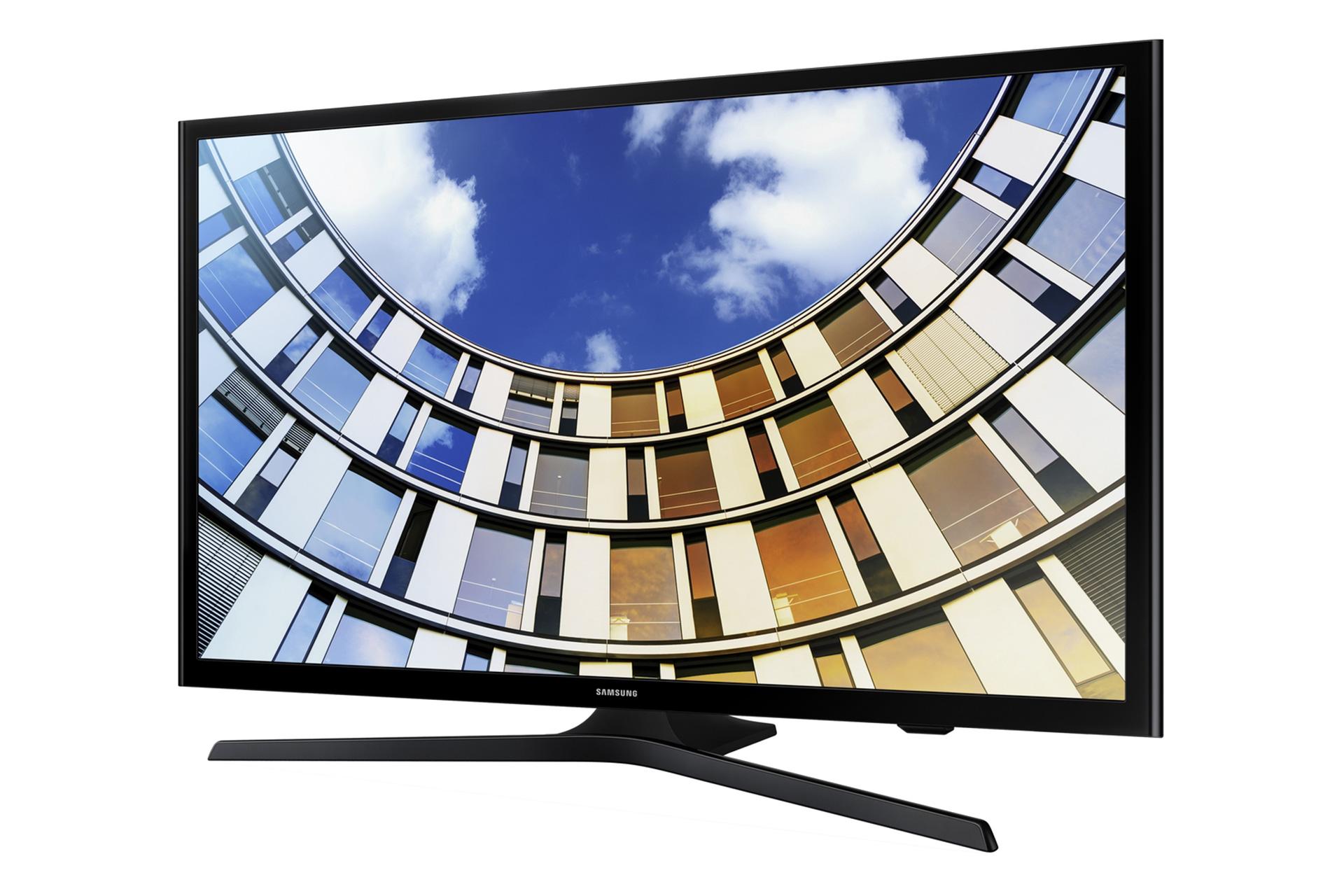 نمای نیمرخ تلویزیون سامسونگ M5300 مدل 49 اینچ با پایه مرکزی