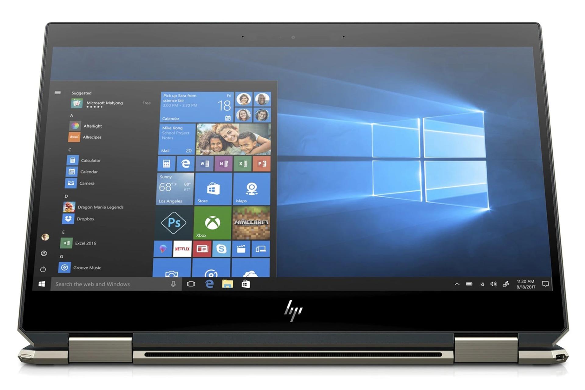لپ‌تاپ اسپکتر X360 13t-ap000 اچ پی نمای جلو در حال نمایش ویندوز 10 - HP Spectre x360 13t-ap000