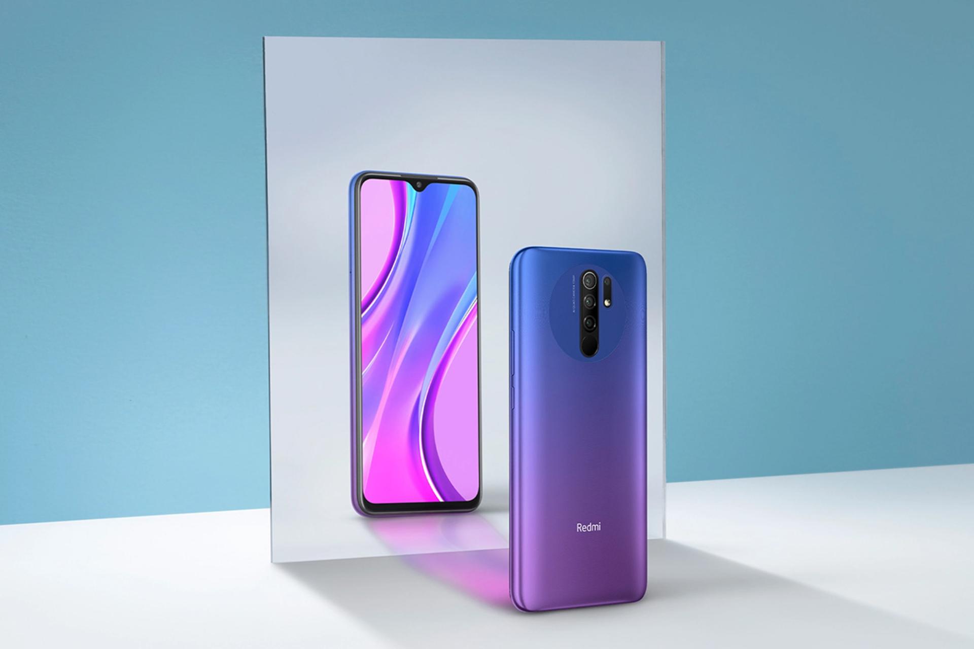 نمای پشت و جلو گوشی شیائومی ردمی 9 پرایم رنگ آبی