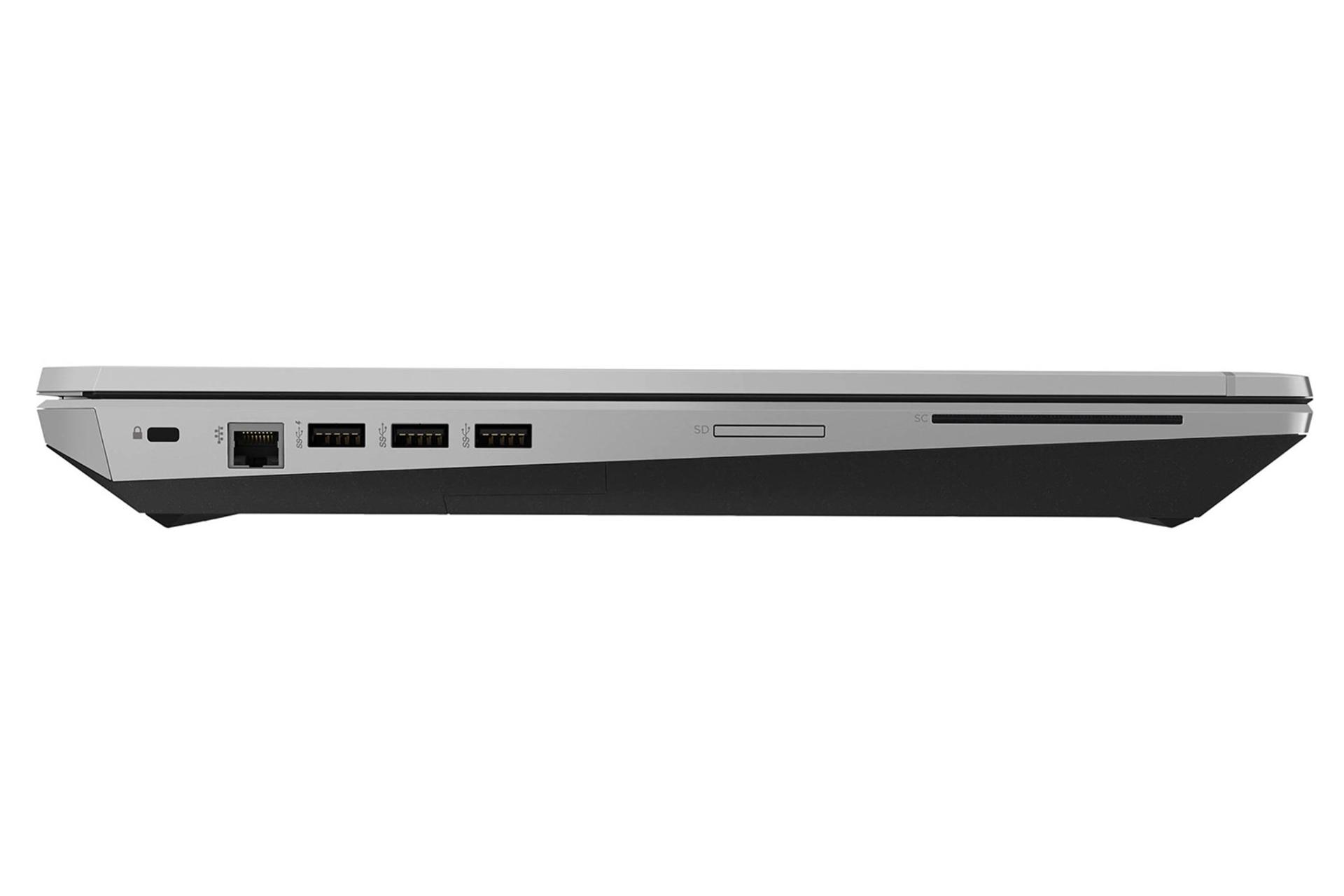 لپ‌تاپ زدبوک 17 جی 5 موبایل وورک استیشن اچ پی در حالت بسته درایو نووری و پورت ها / HP ZBook 17 G5 