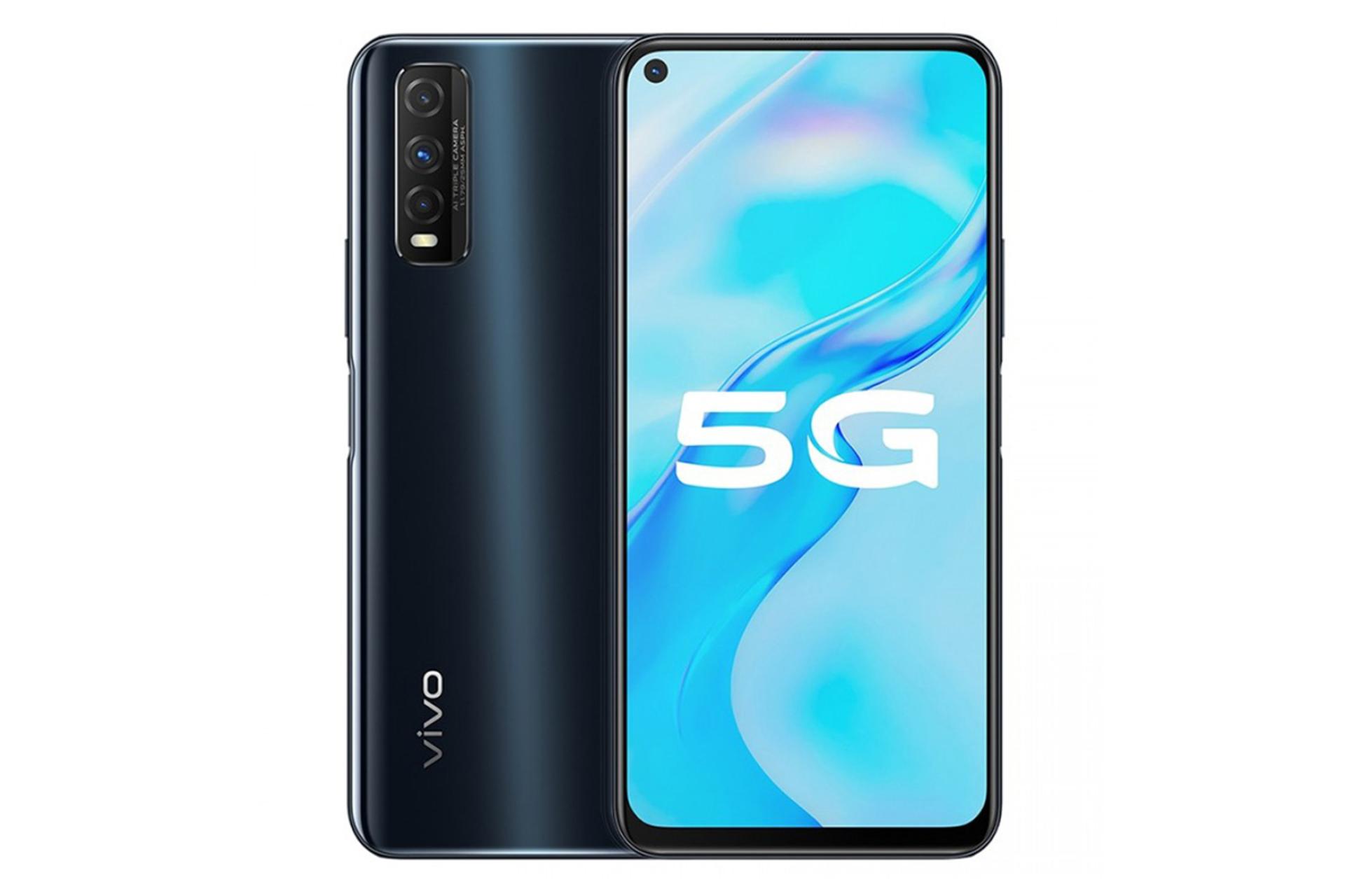 نمای پشت و جلو گوشی گوشی ویوو وای 51 اس 5G رنگ سورمه‌ای