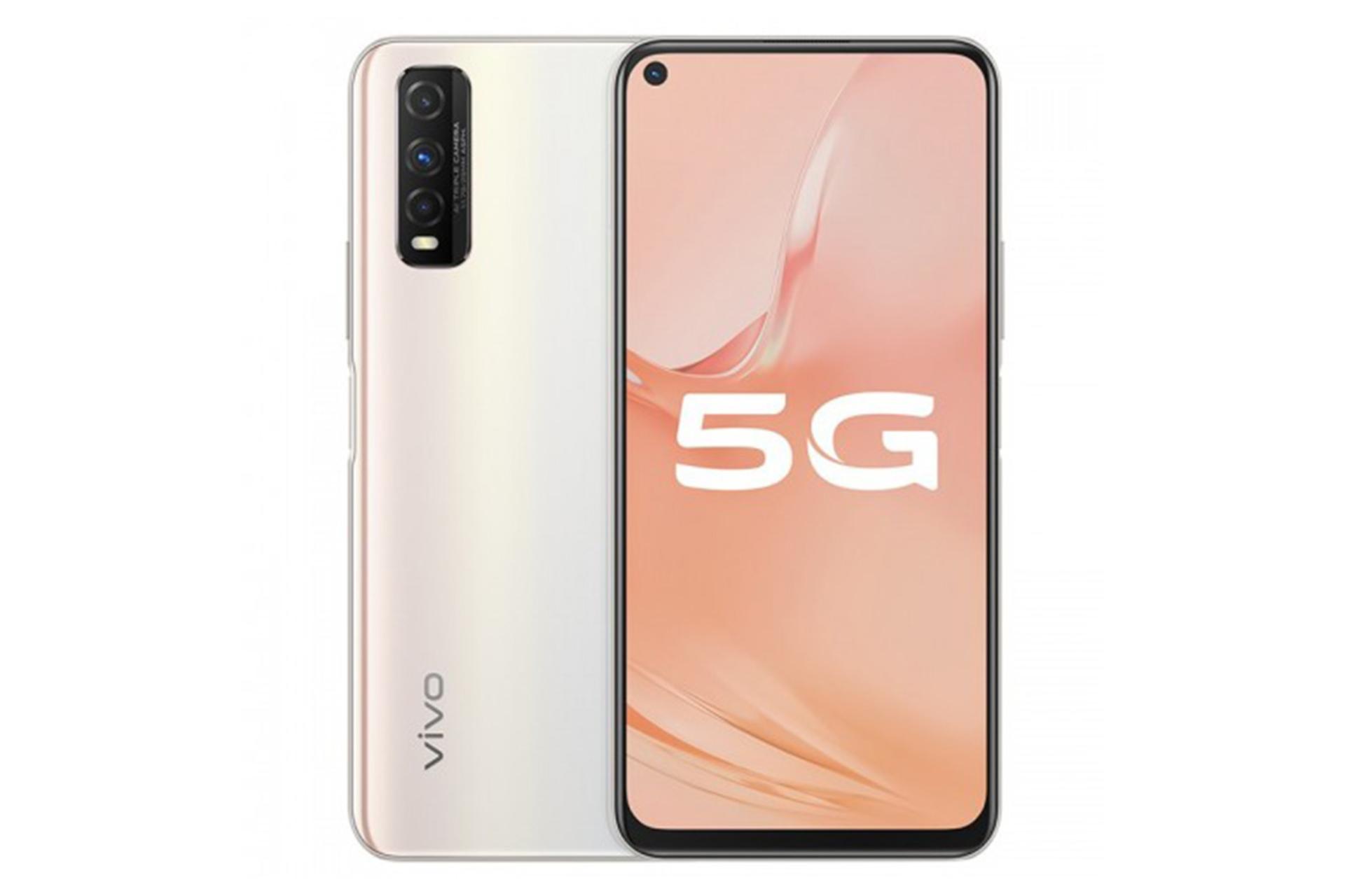 نمای پشت و جلو گوشی ویوو وای 51 اس 5G رنگ سفید