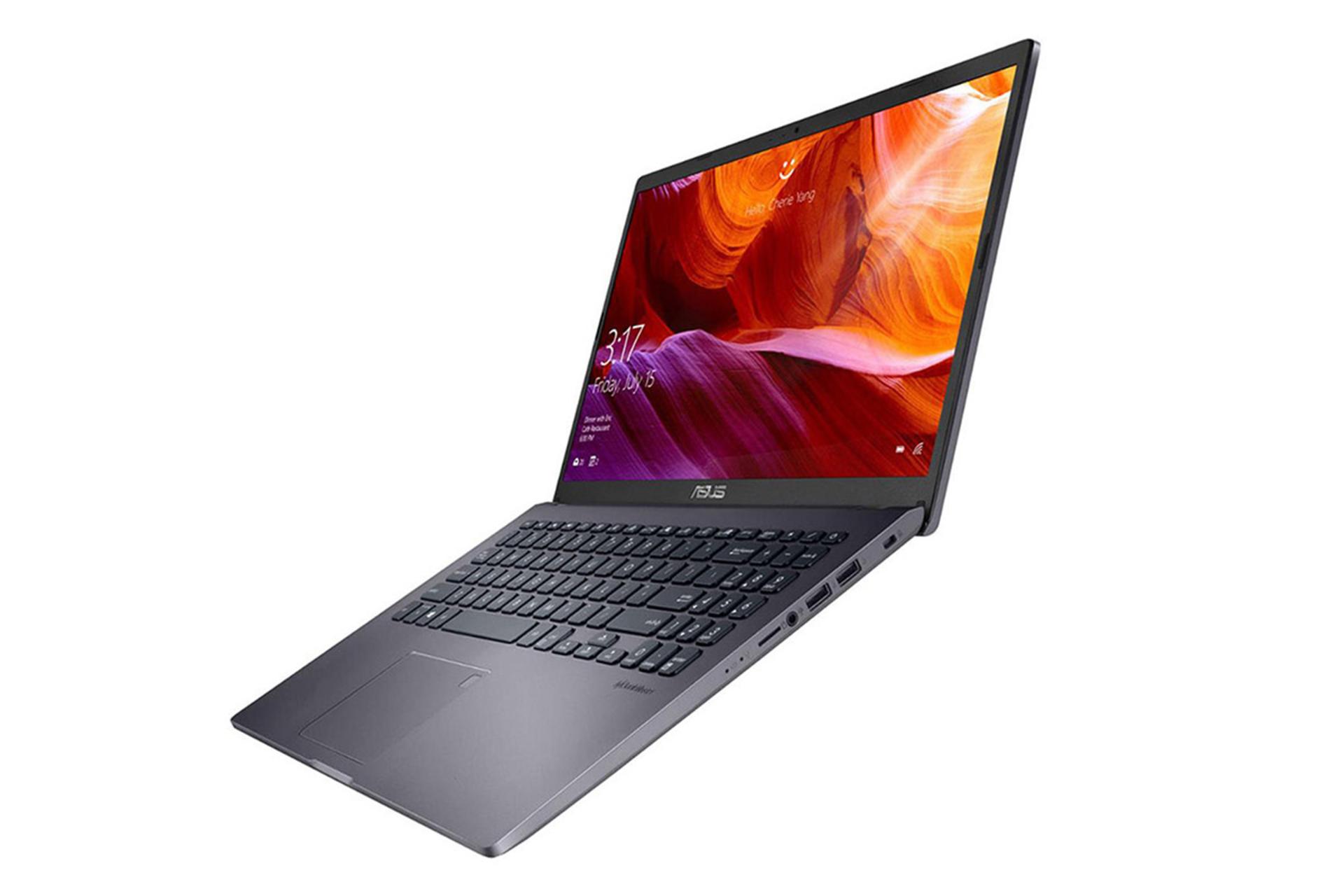 لپ‌تاپ نوت بوک D509DA-EJ374T ایسوس نمای بغل صفحه کلید و صفحه نمایش و پورت ها / Asus Notebook D509D