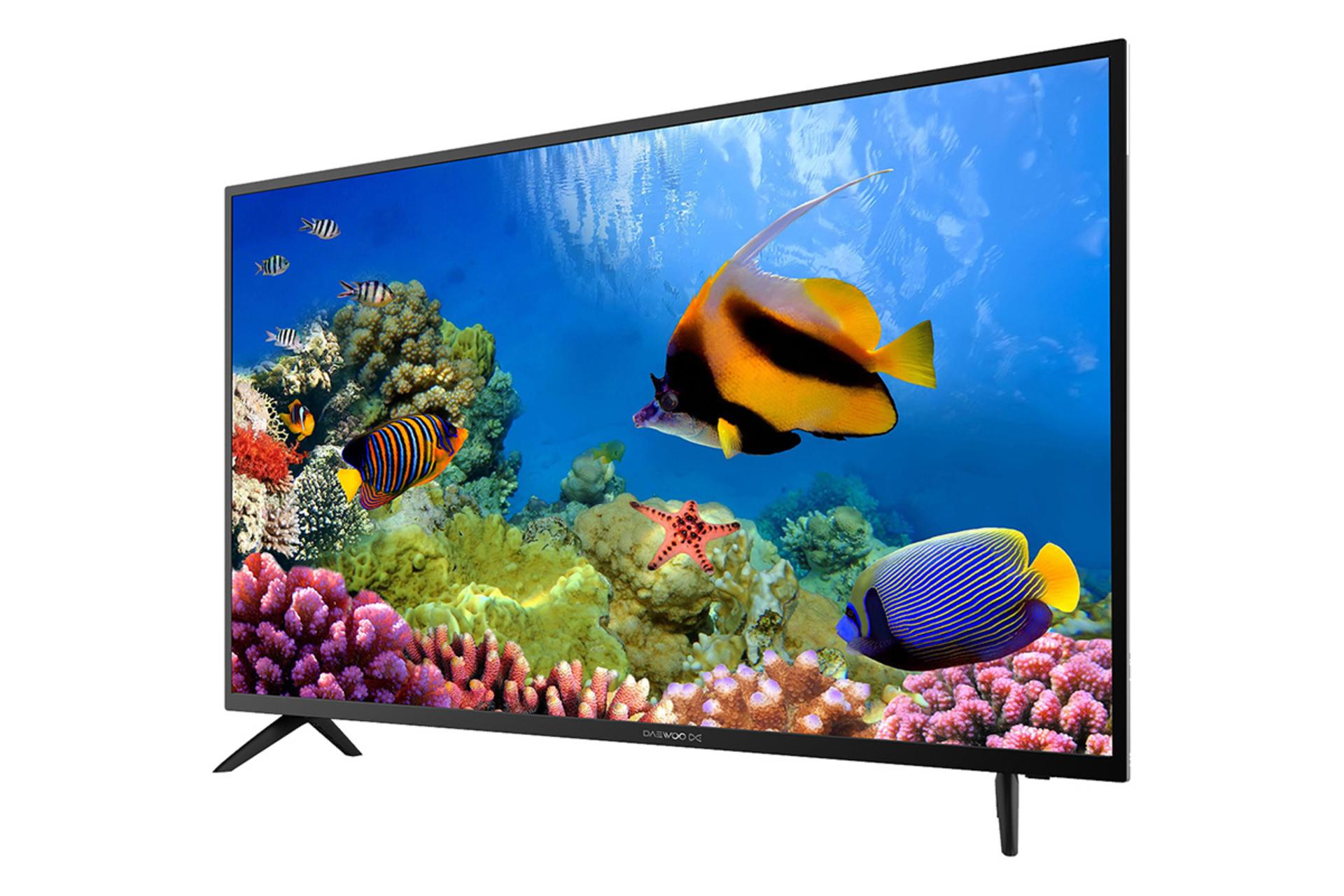 نمای نیم رخ راست تلویزیون دوو 43K4100B مدل 43 اینچ با صفحه روشن