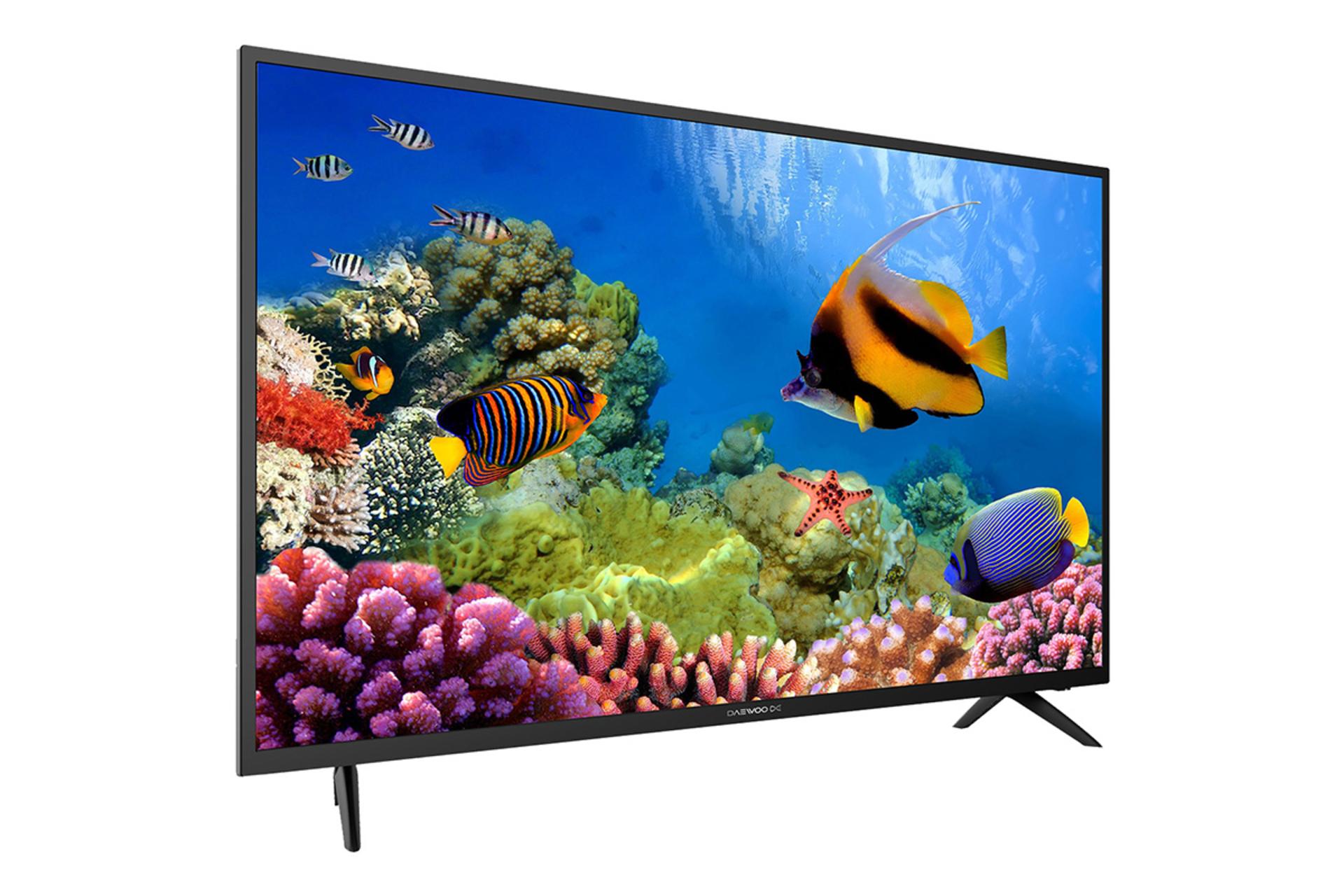 نمای نیم رخ چپ تلویزیون دوو 43K4100B مدل 43 اینچ با صفحه روشن