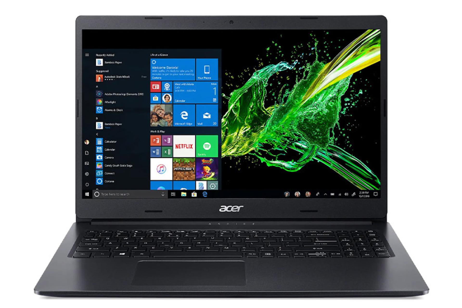 لپ‌تاپ اسپایر A315-55G-52TF ایسر نمای جلو صفحه کلید و صفحه نمایش / Acer Aspire A315-55G-52TF