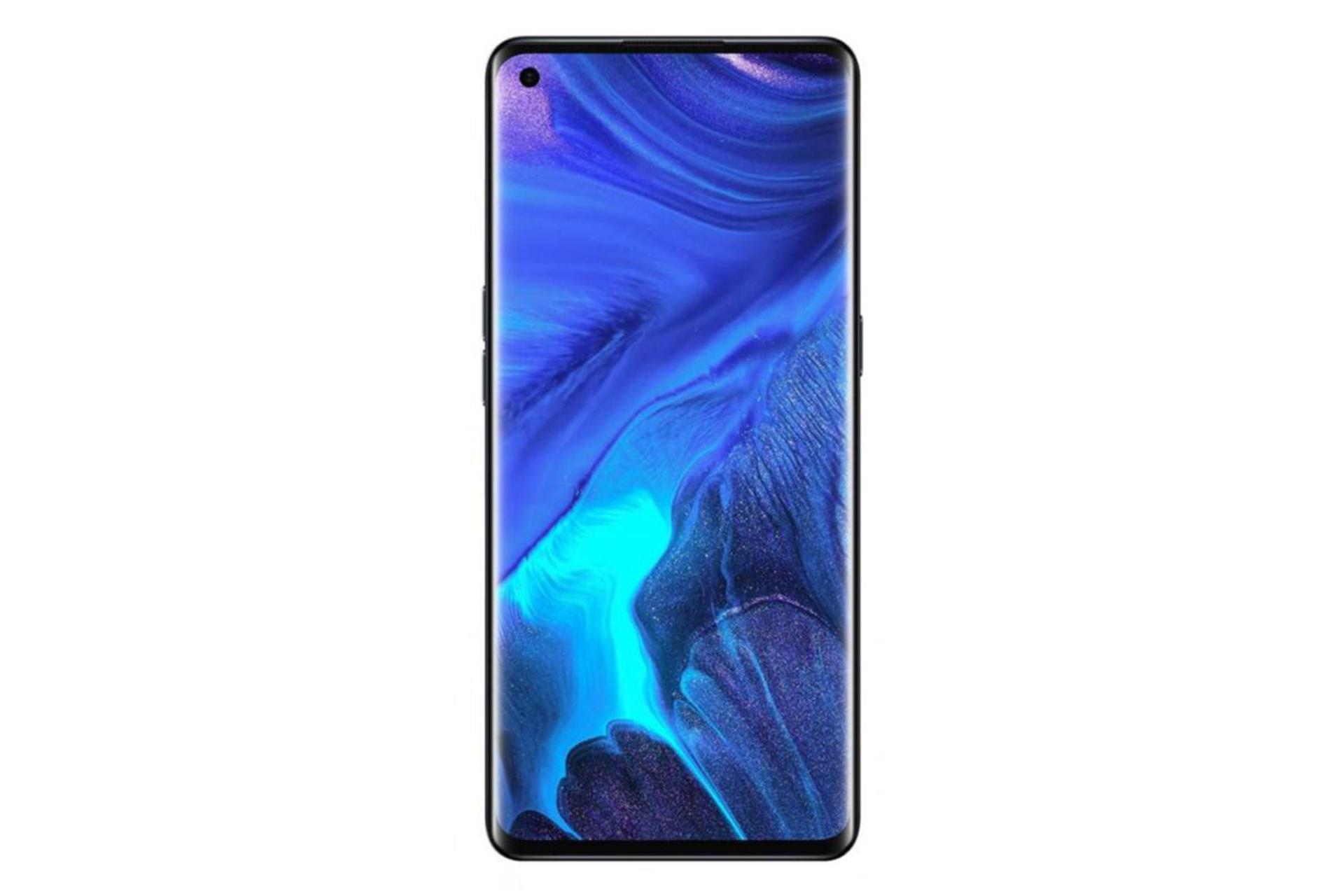 نمای جلو گوشی اوپو رینو 4 پرو با صفحه روشن