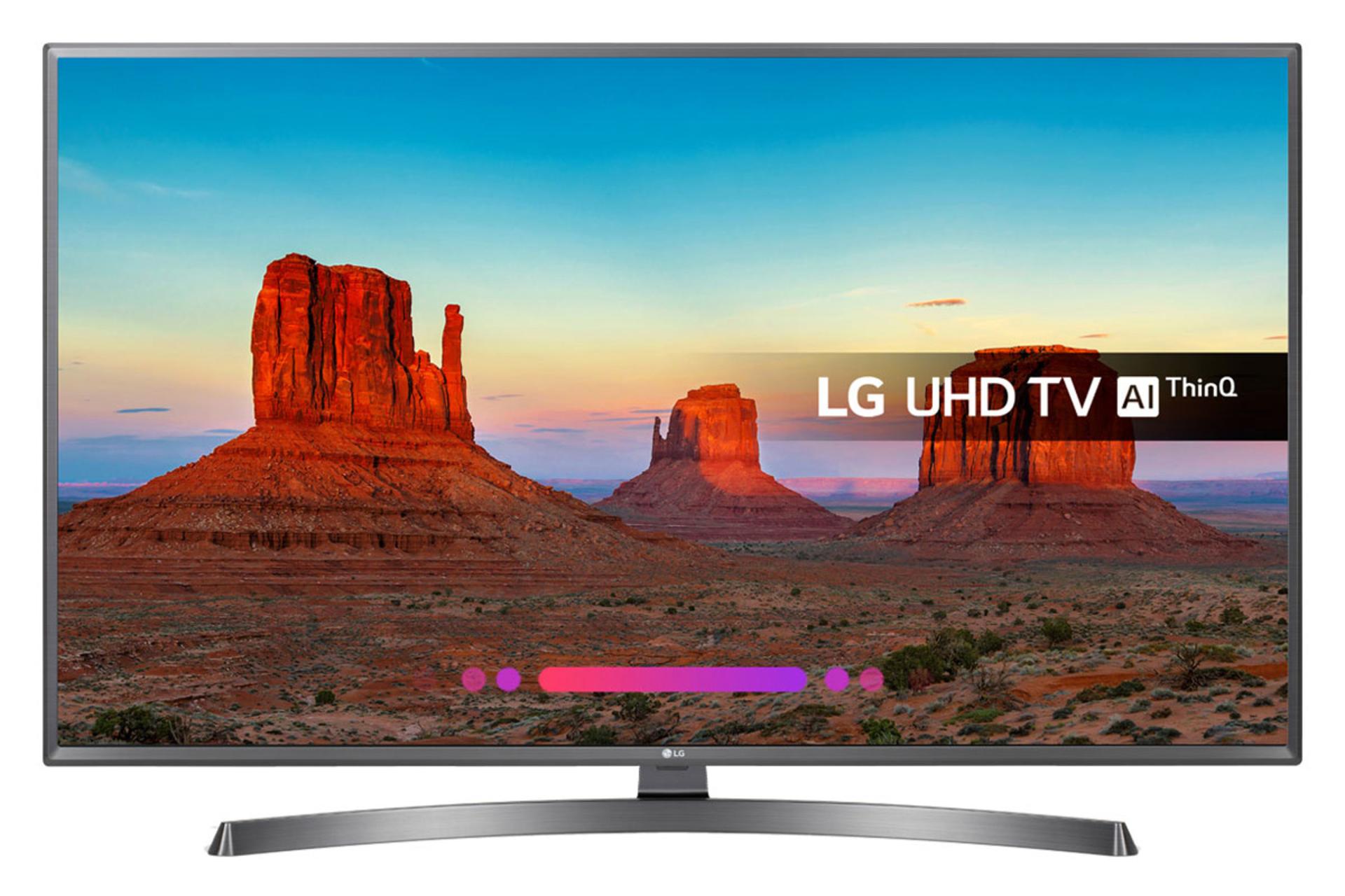 نمای جلو تلویزیون ال جی UK6750 مدل 43 اینچ با صفحه روشن