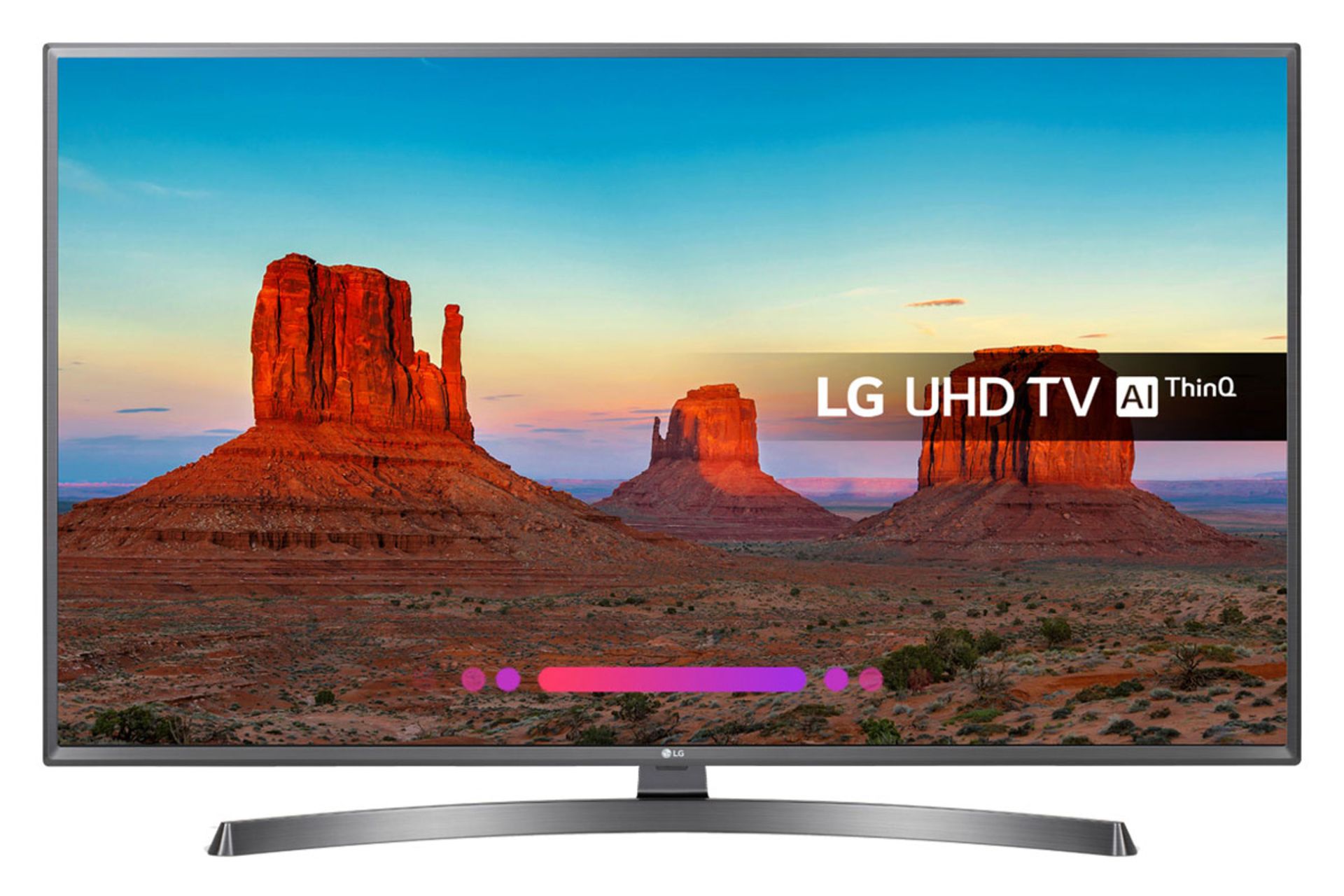 نمای جلو تلویزیون ال جی UK6750 مدل 43 اینچ با صفحه روشن