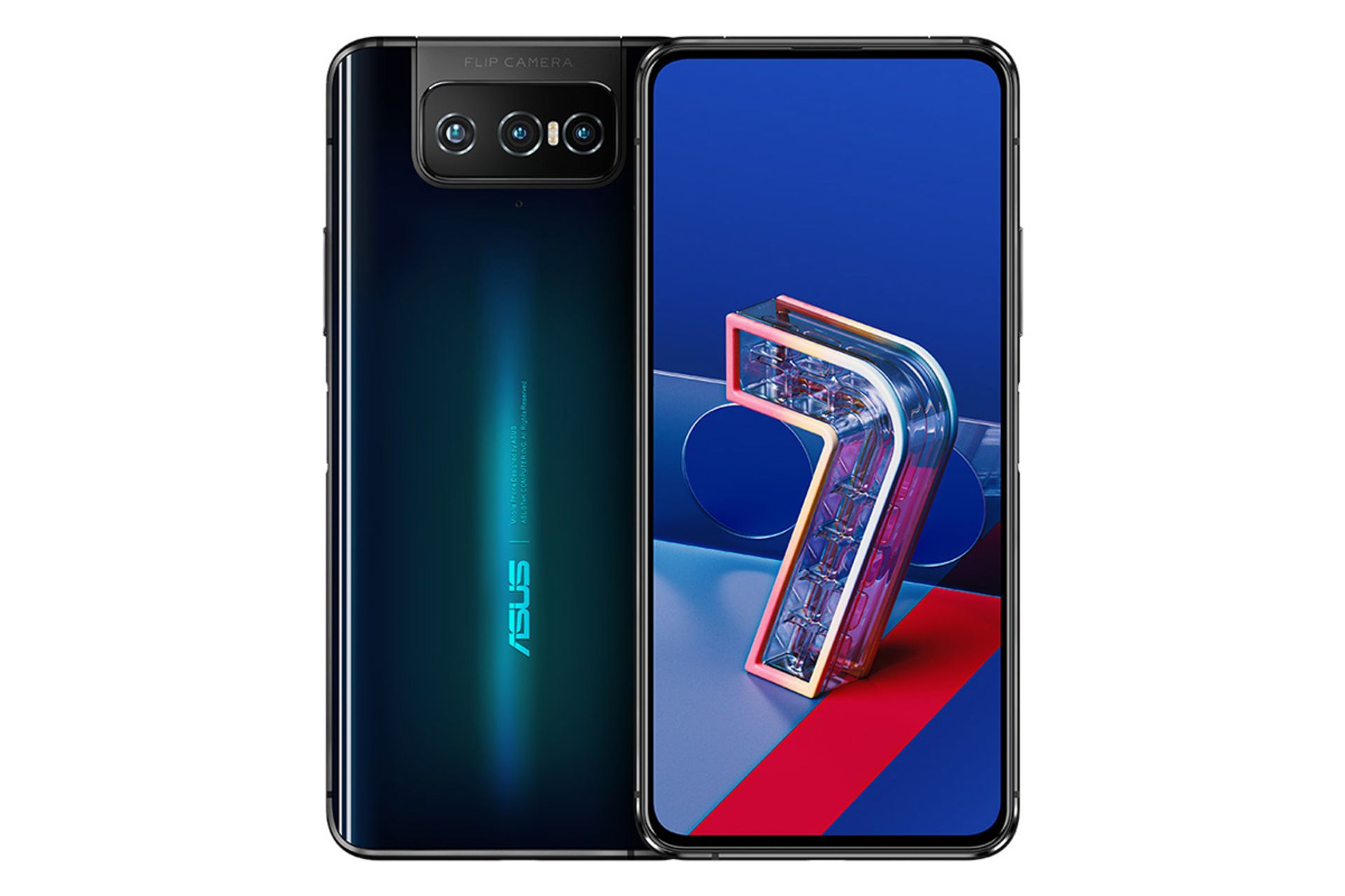 گوشی ایسوس ذن فون 7 پرو رنگ مشکی از نمای پشت و جلو