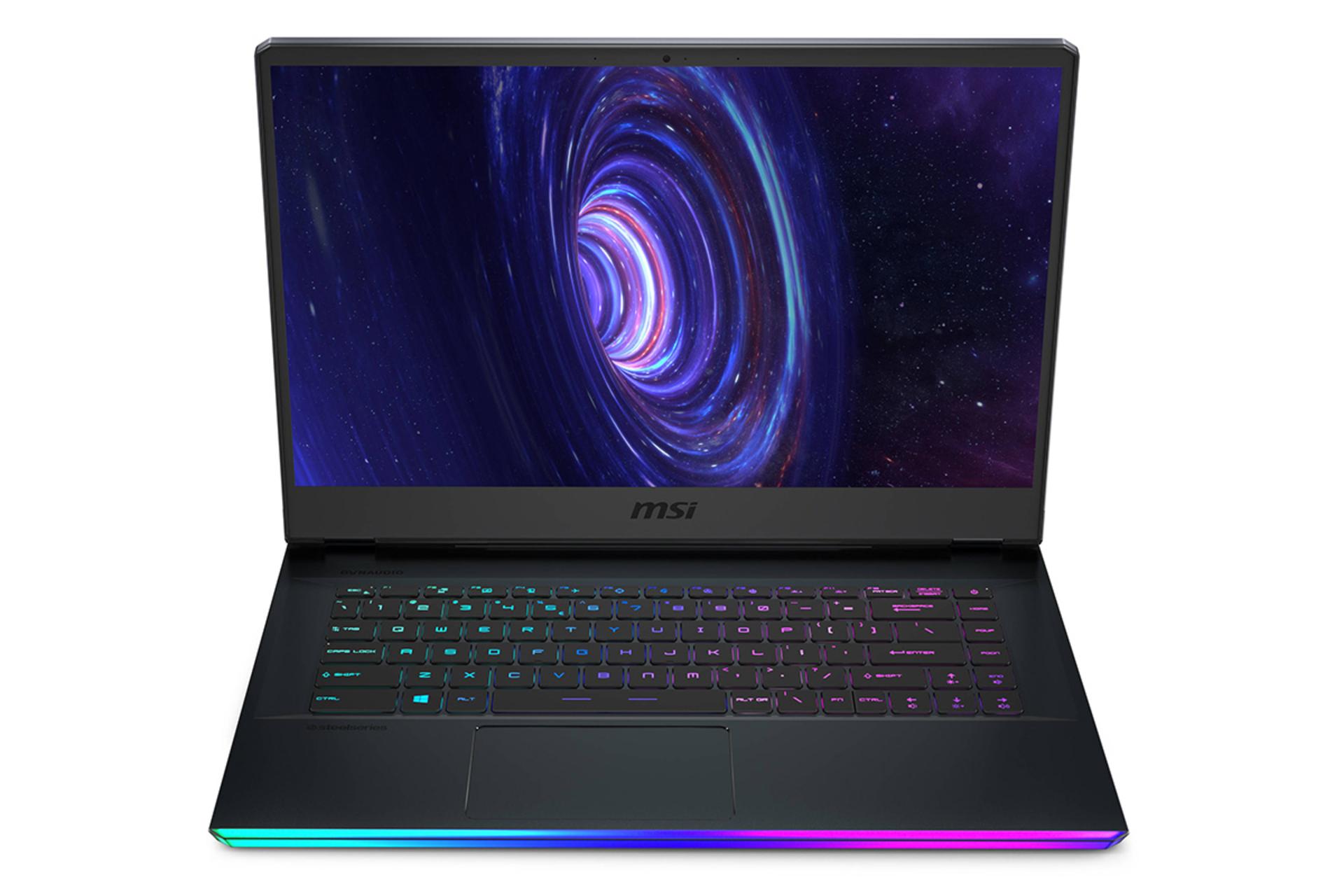 لپ تاپ ام اس آی GE66 ریدر 10SF نمای جلو و نمایش کیبورد