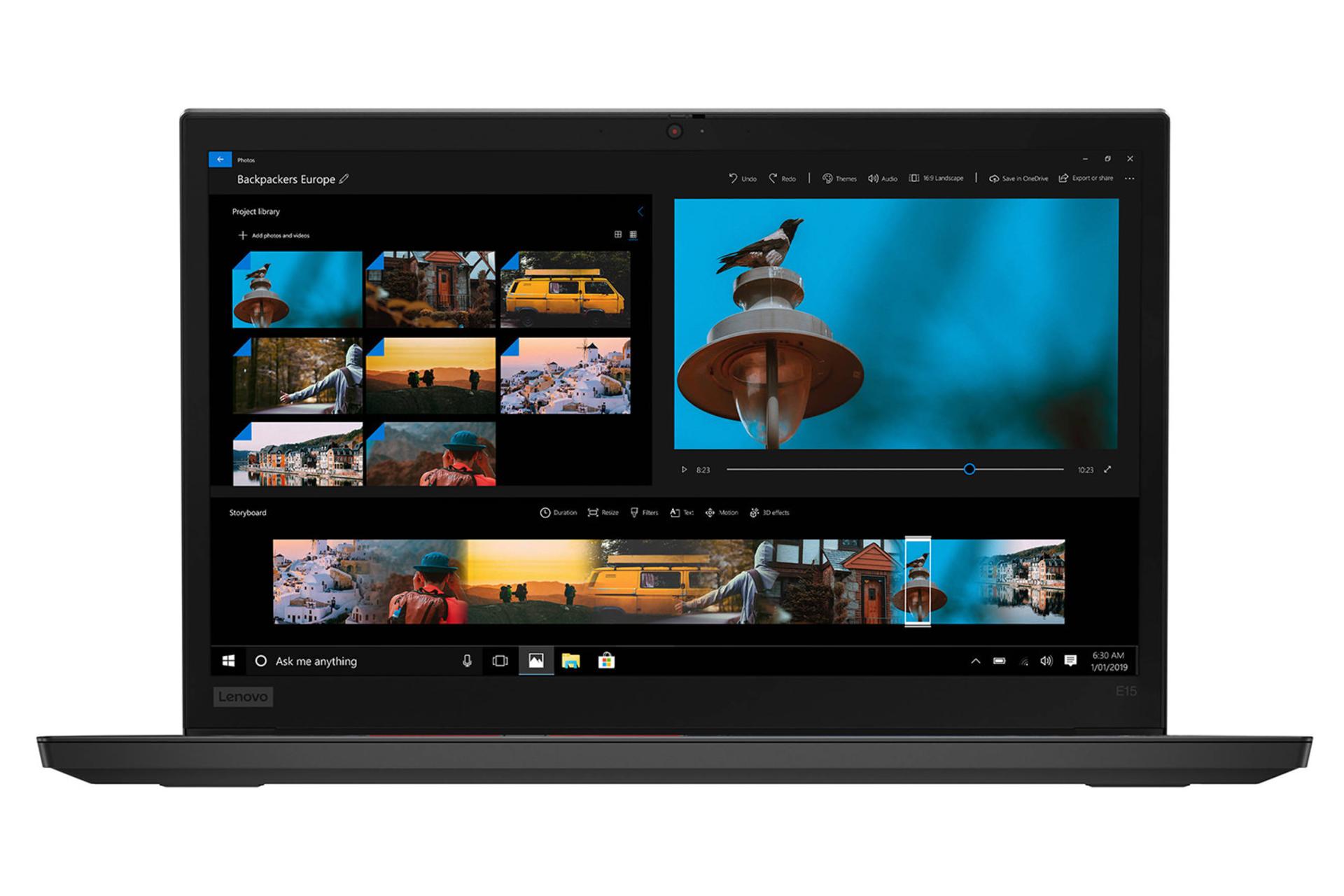 لپ‌تاپ Lenovo ThinkPad E15 نمای جلو صفحه کلید و صفحه نمایش / تینک پد E15 لنوو