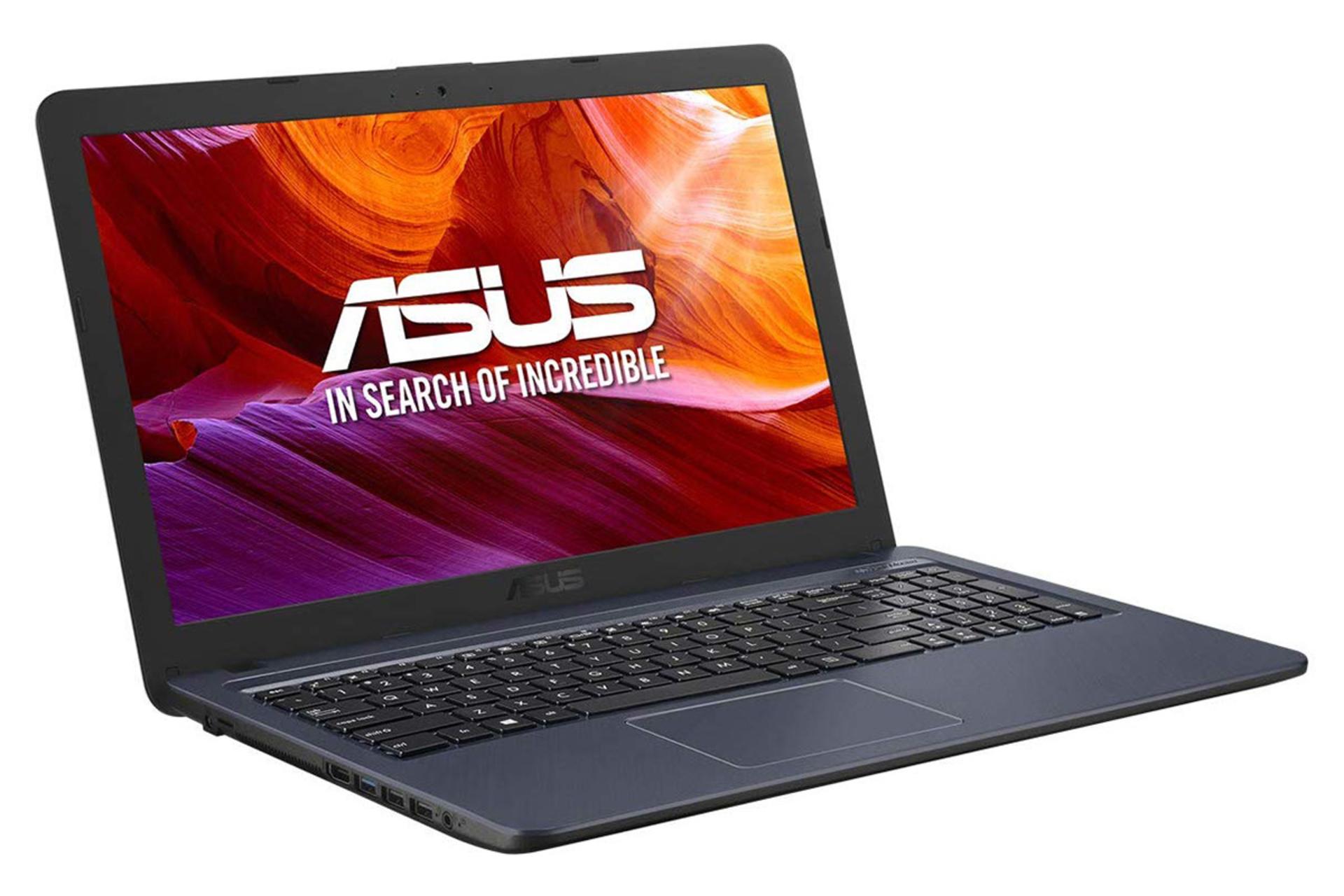 لپ تاپ ایسوس K543UA از نمای نیمرخ و نمایش پورت ها