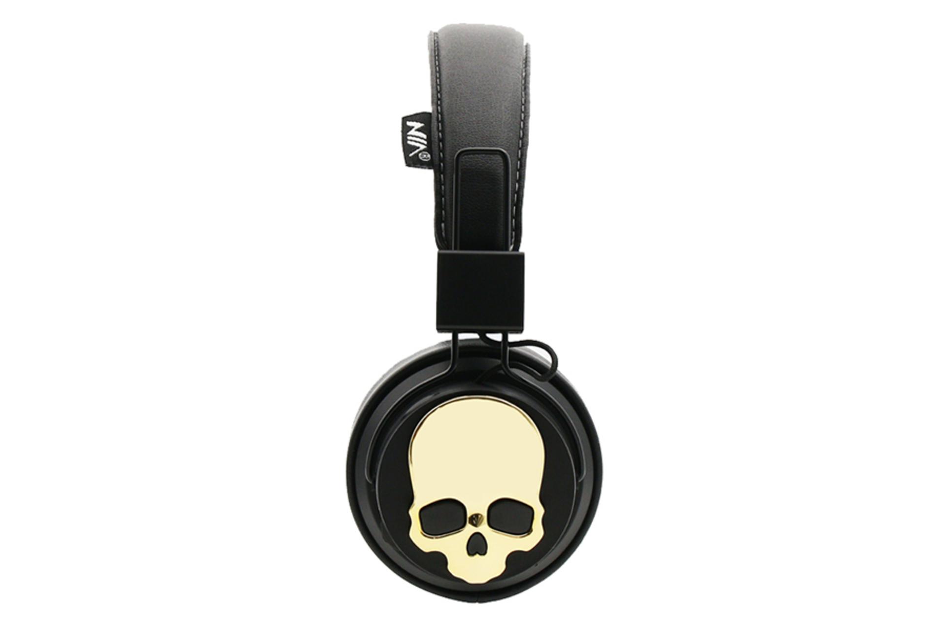 هدفون نیا X7 طرح اسکلت مشکی طلایی نمای گوشه