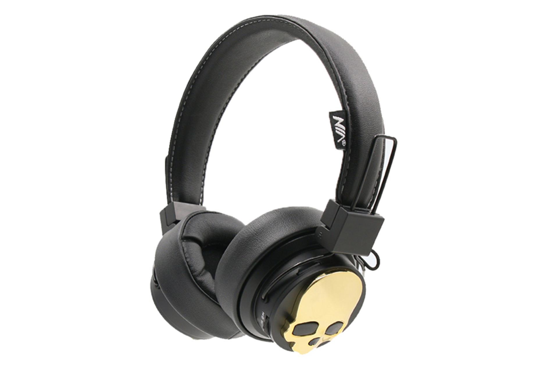 هدفون نیا X7 طرح اسکلت مشکی طلایی