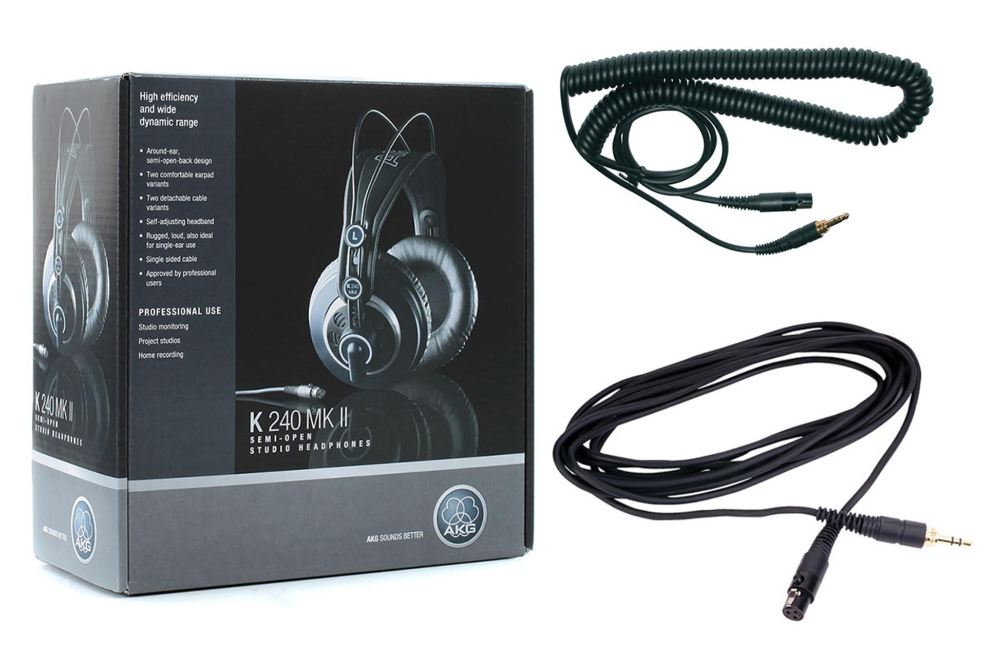 جعبه و کابل‌ های هدفون AKG K240 MKII