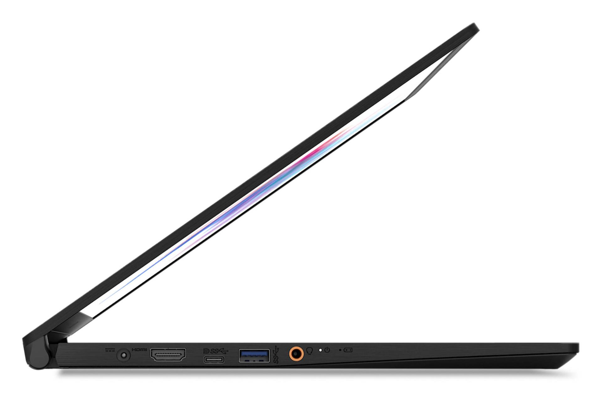 لپ تاپ ام اس آی مدرن 15 A10RAS از نمای کنار و نمایش پورت های سمت چپ