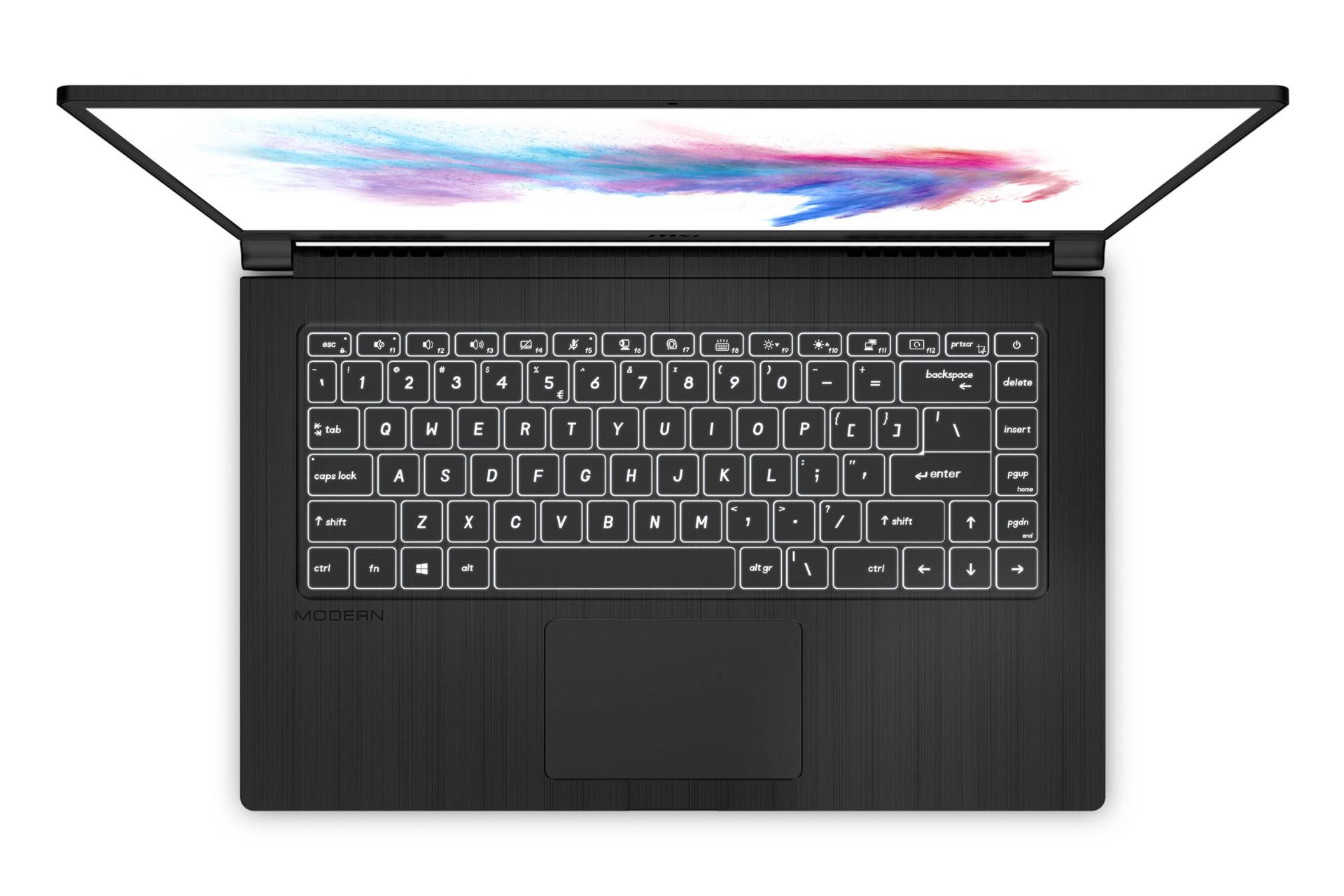 لپ تاپ ام اس آی مدرن 15 A10RAS از نمای بالا