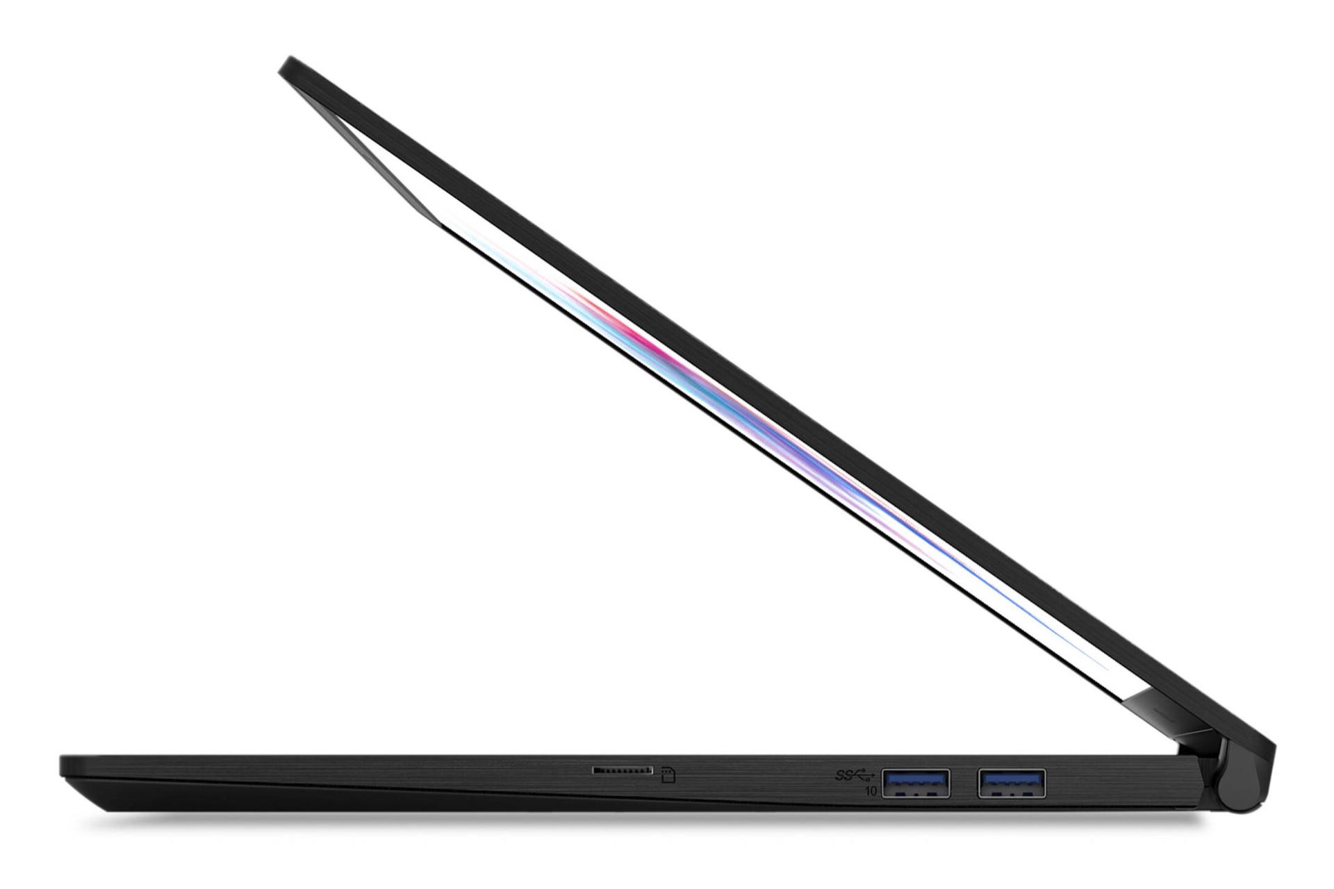 لپ تاپ ام اس آی مدرن 15 A10RAS از نمای کنار و نمایش پورت های سمت راست