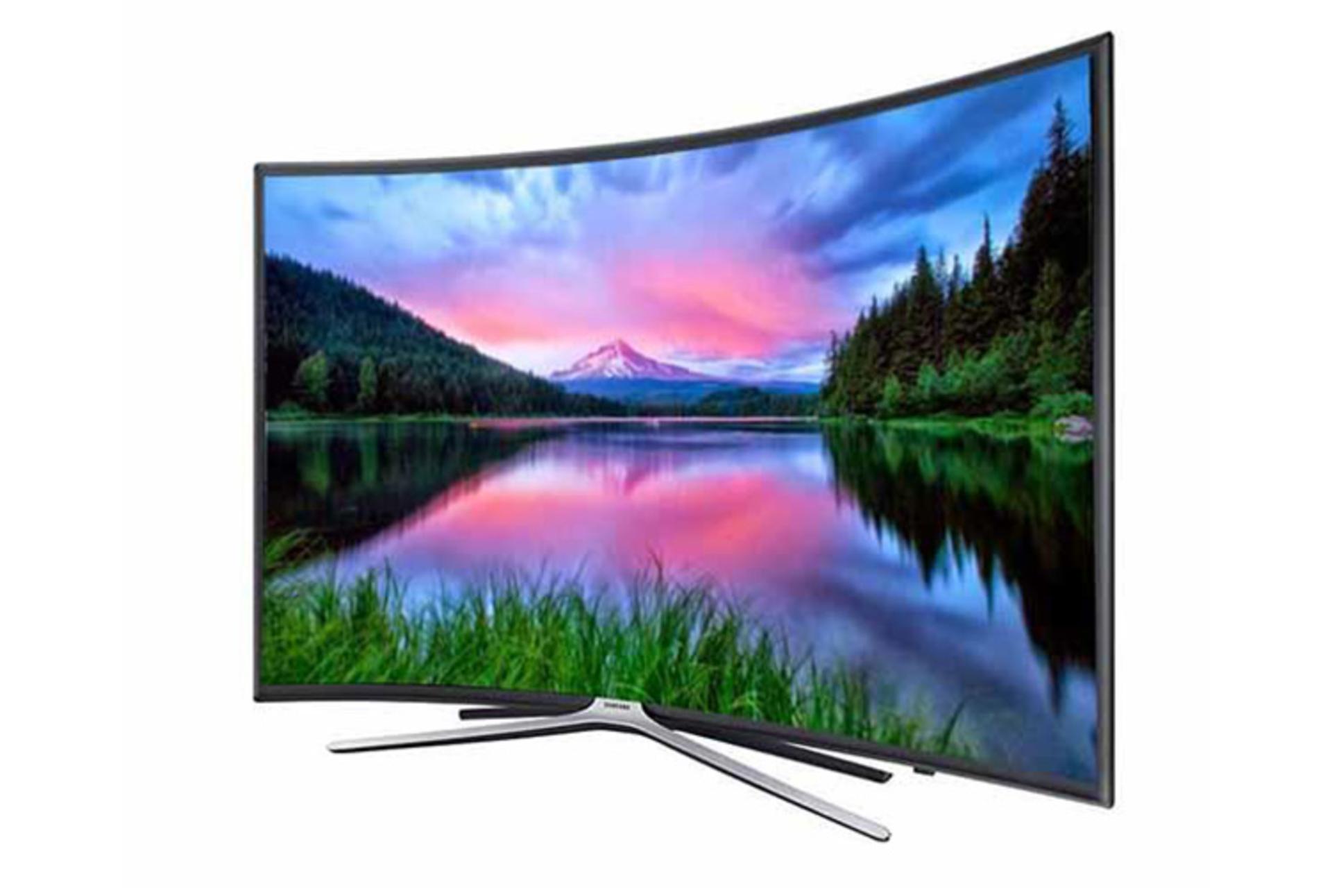 نمای نیمرخ تلویزیون سامسونگ N6950 مدل 49 اینچ و نمایش پایه X شکل