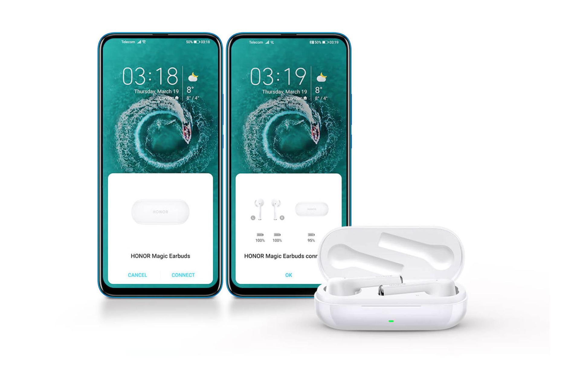 اتصال سریع هدفون آنر Honor Magic Earbuds به گوشی