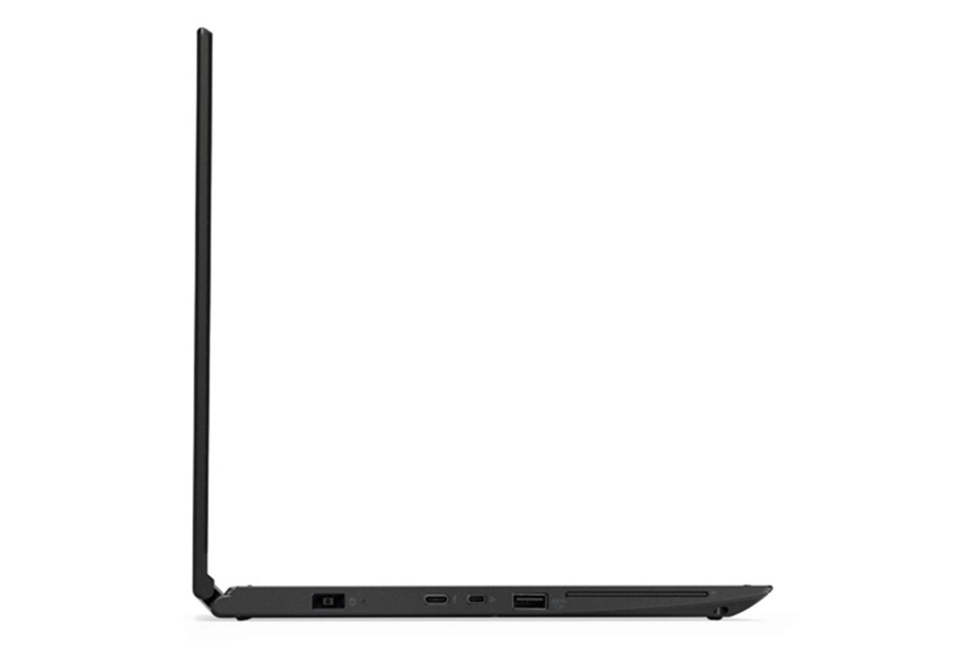 نمای کنار لپ تاپ لنوو تینک پد ایکس 380 یوگا و نمایش پورت های سمت چپ