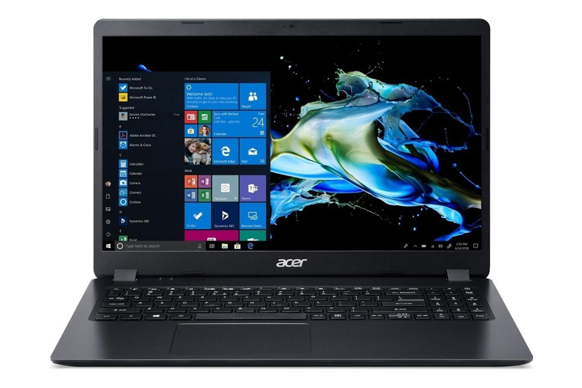 نمای جلو لپ تاپ ایسر EX215-51-30TN با صفحه روشن