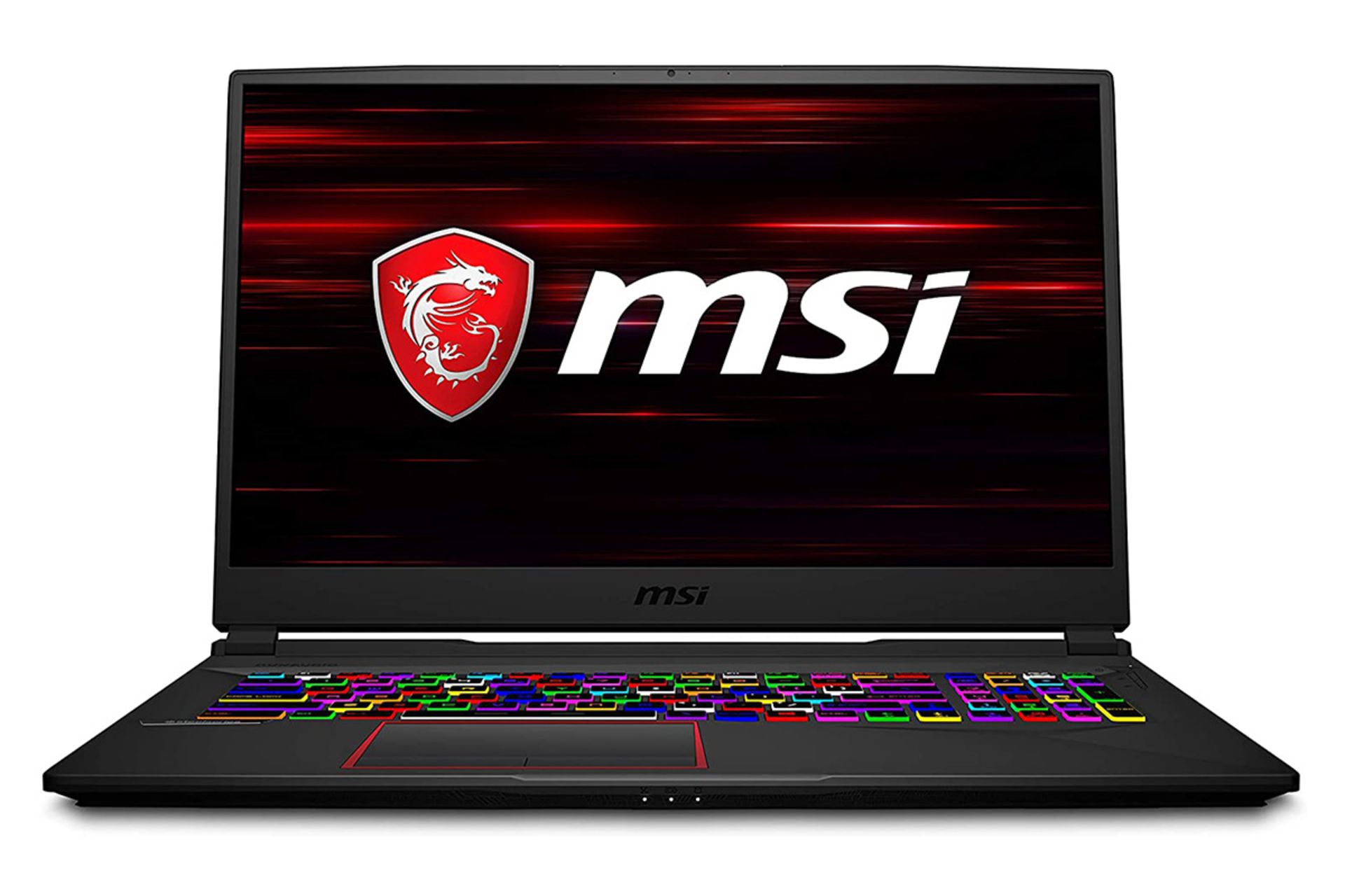 نمای جلو لپ تاپ ام اس آی GE75 ریدر 10SGS با صفحه روشن