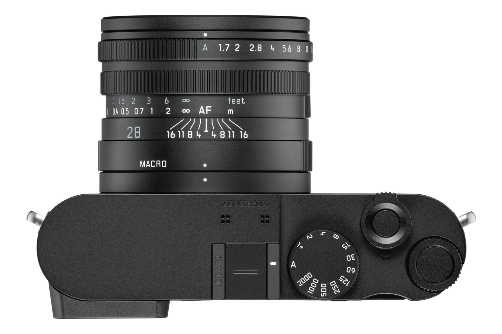 نمای بالا دوبین لایکا Q2 مونوکروم / Leica Q2