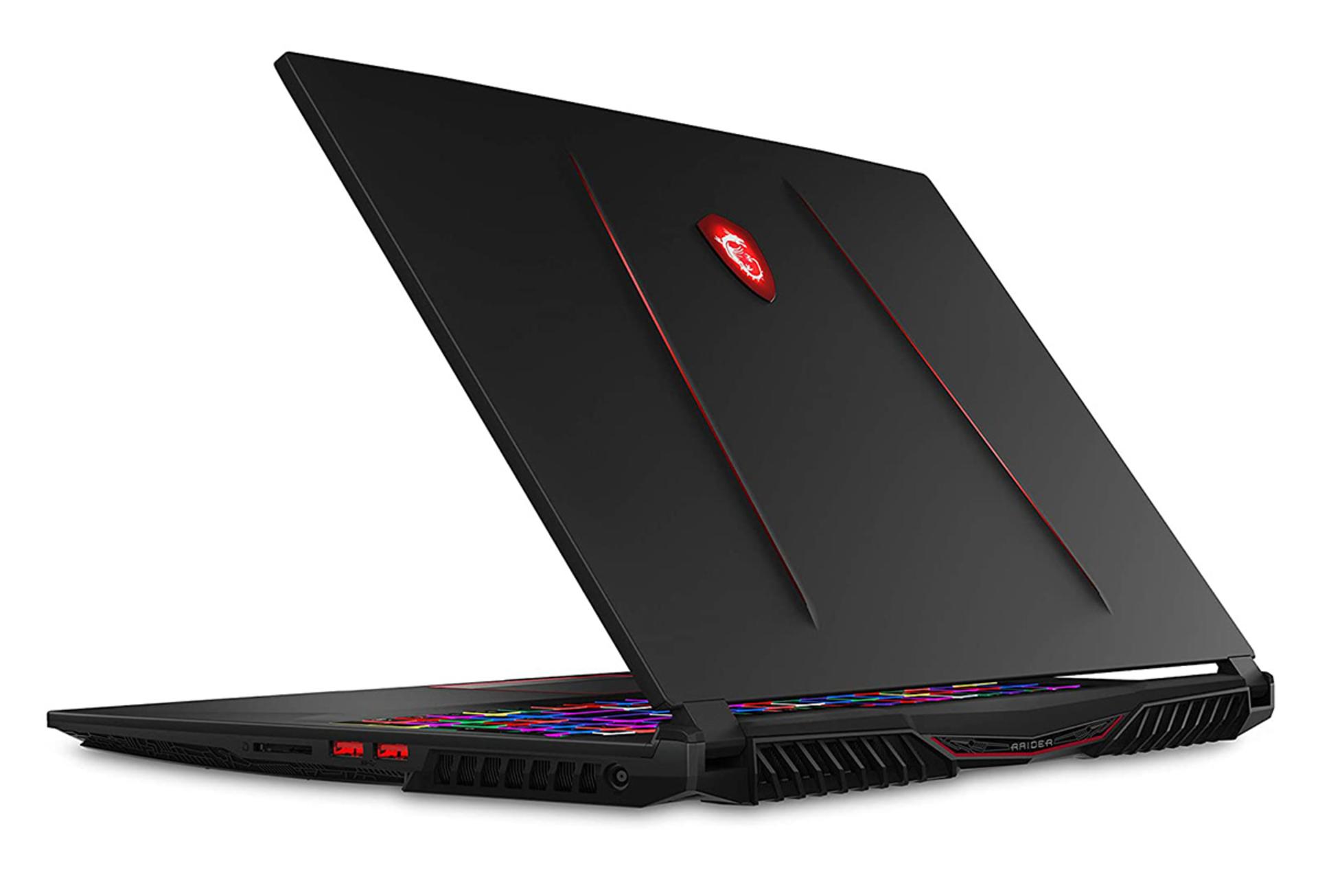 نمای پشت لپ تاپ ام اس آی GE75 ریدر 10SGS و نمایش پورت های سمت راست