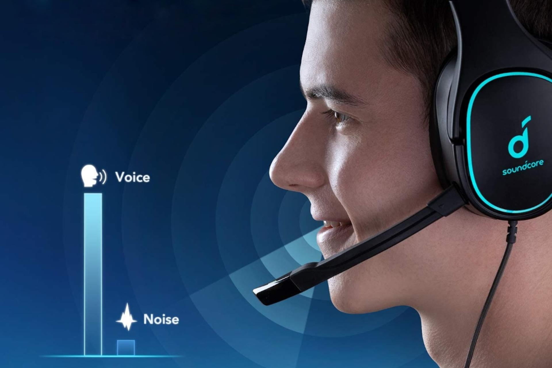 حذف نویز میکروفون هدست گیمینگ انکر Anker SoundCore Strike 3