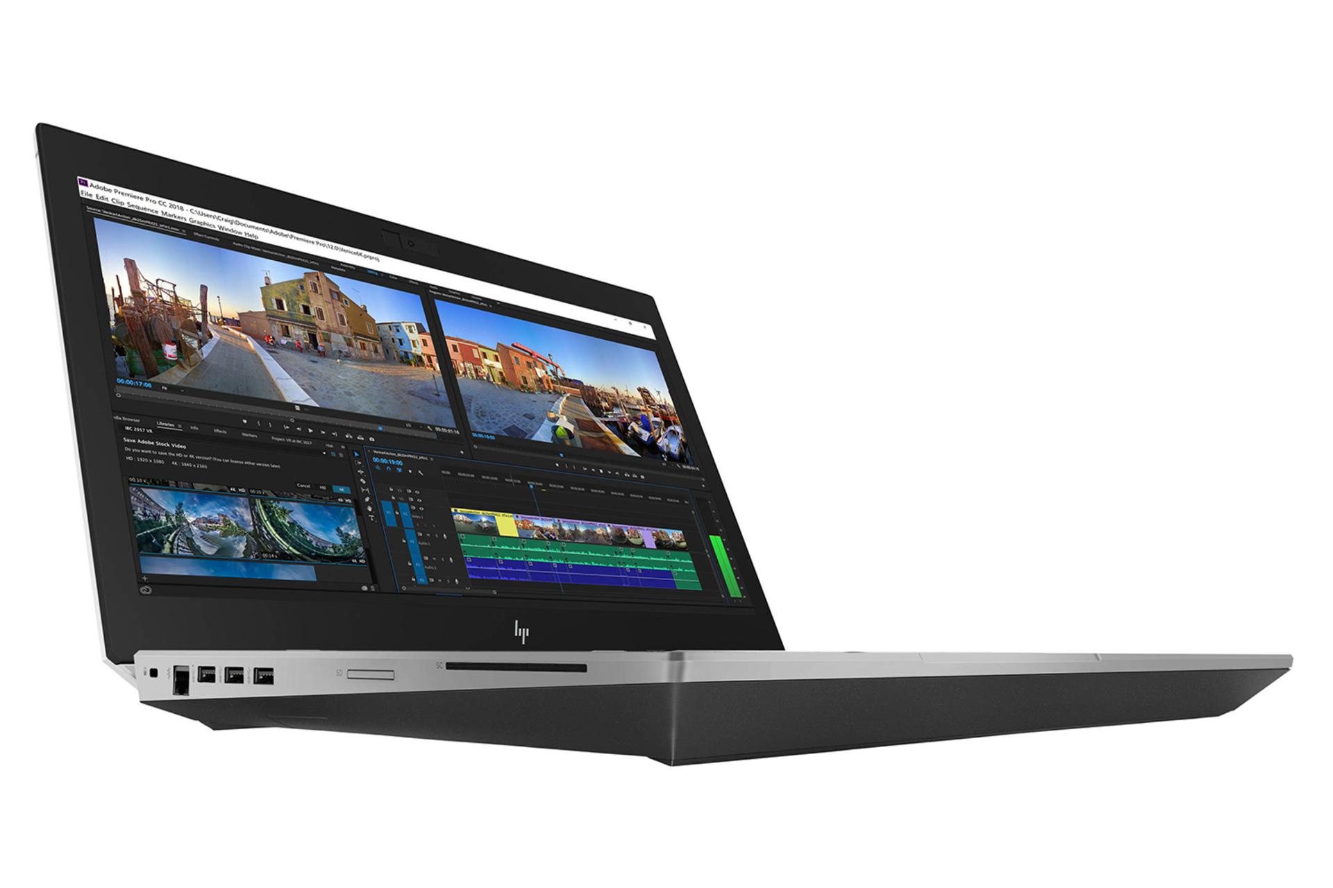 نمای نیمرخ و پایین لپ تاپ اچ پی زدبوک 17 جی 5 موبایل ورک استیشن