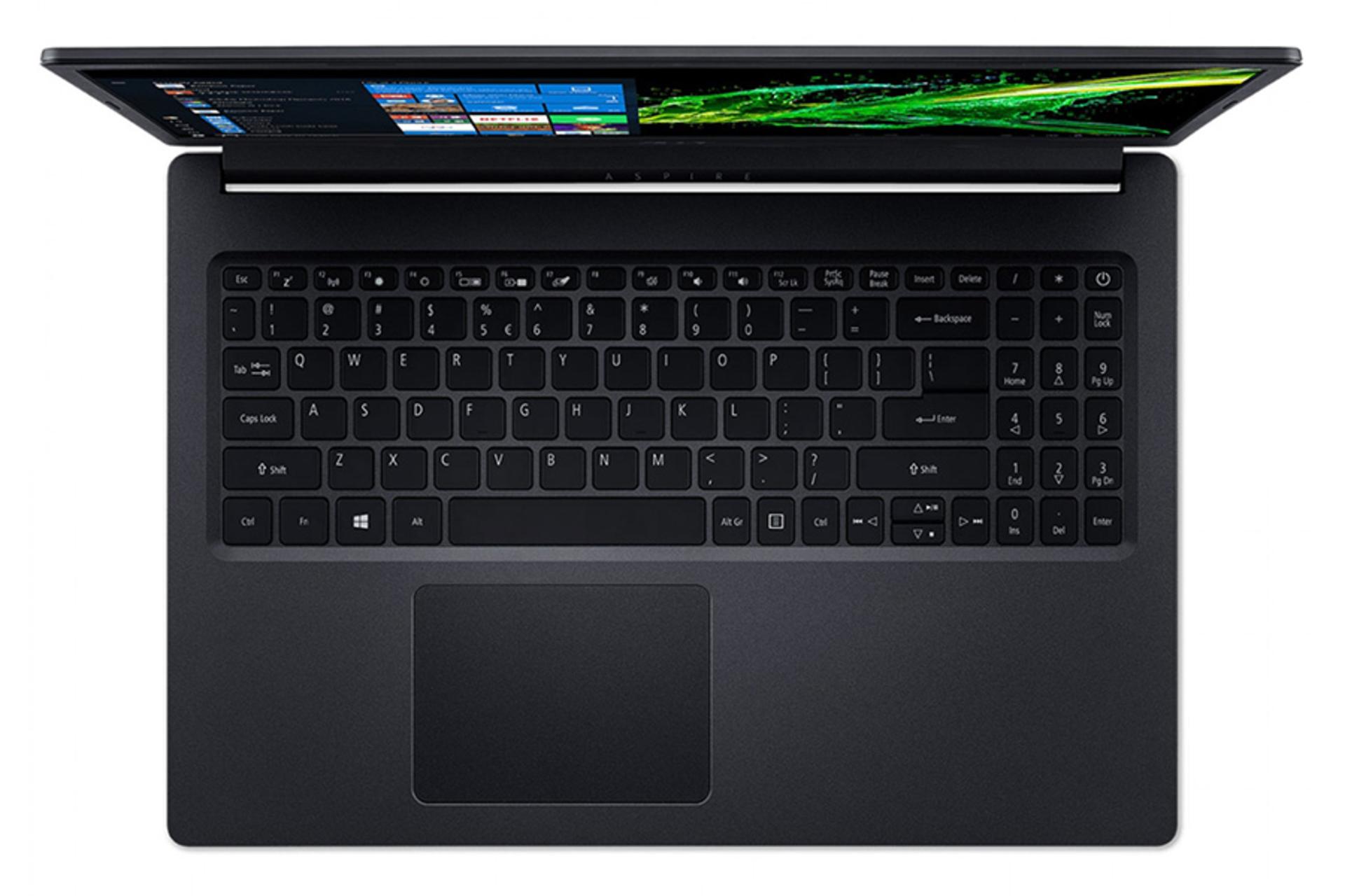 نمای بالا لپ تاپ ایسر اسپایر 3 A315-55G و نمایش کیبورد