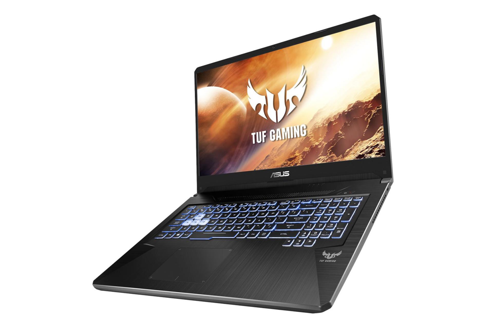 لپ‌تاپ ASUS TUF Gaming FX705DT نمای بغل صفحه کلید و صفحه نمایش و خروجی هوا / TUF Gaming FX705DT ای