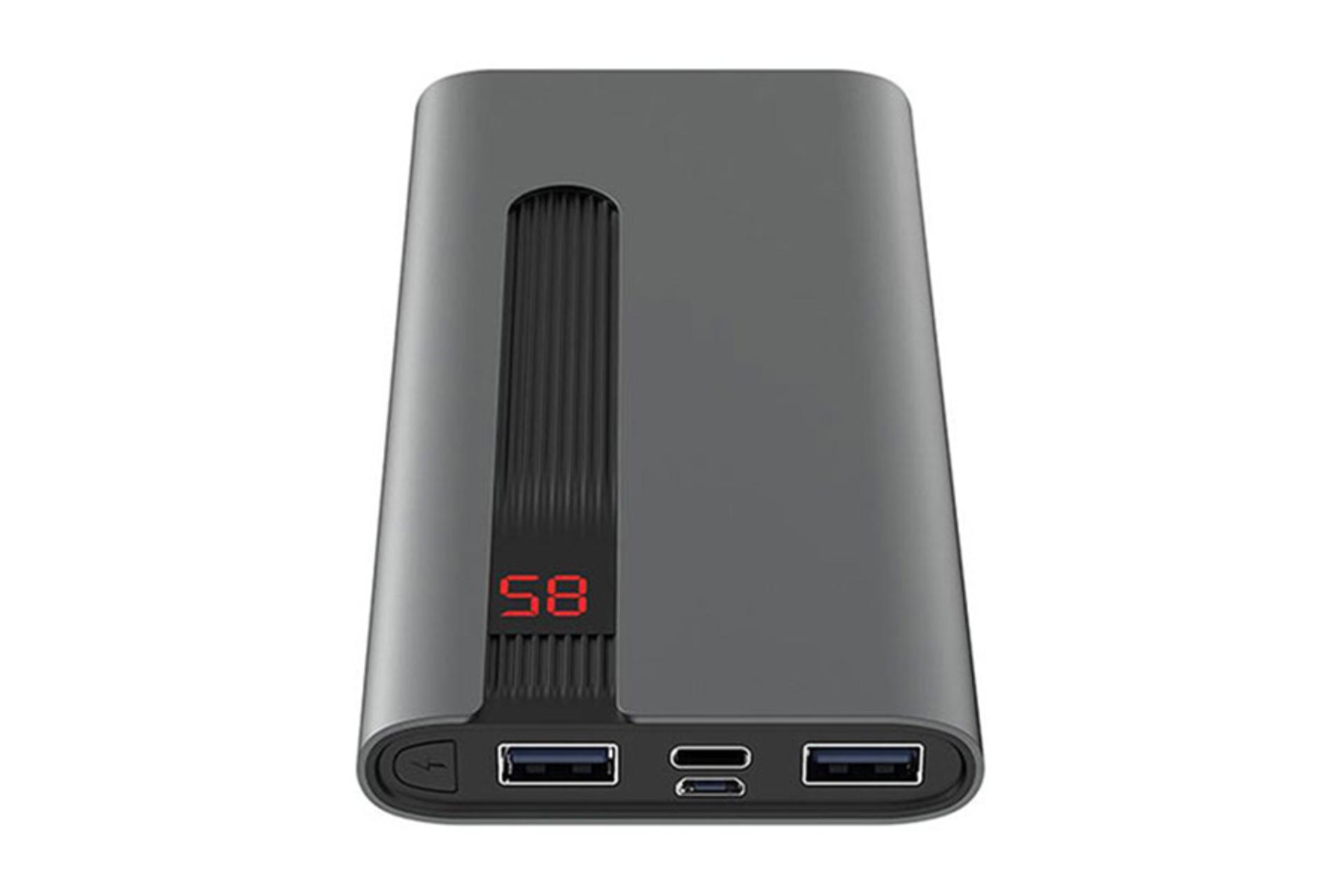 نمای جلو پاوربانک جلیکو RM-190 و نمایش پورت ها