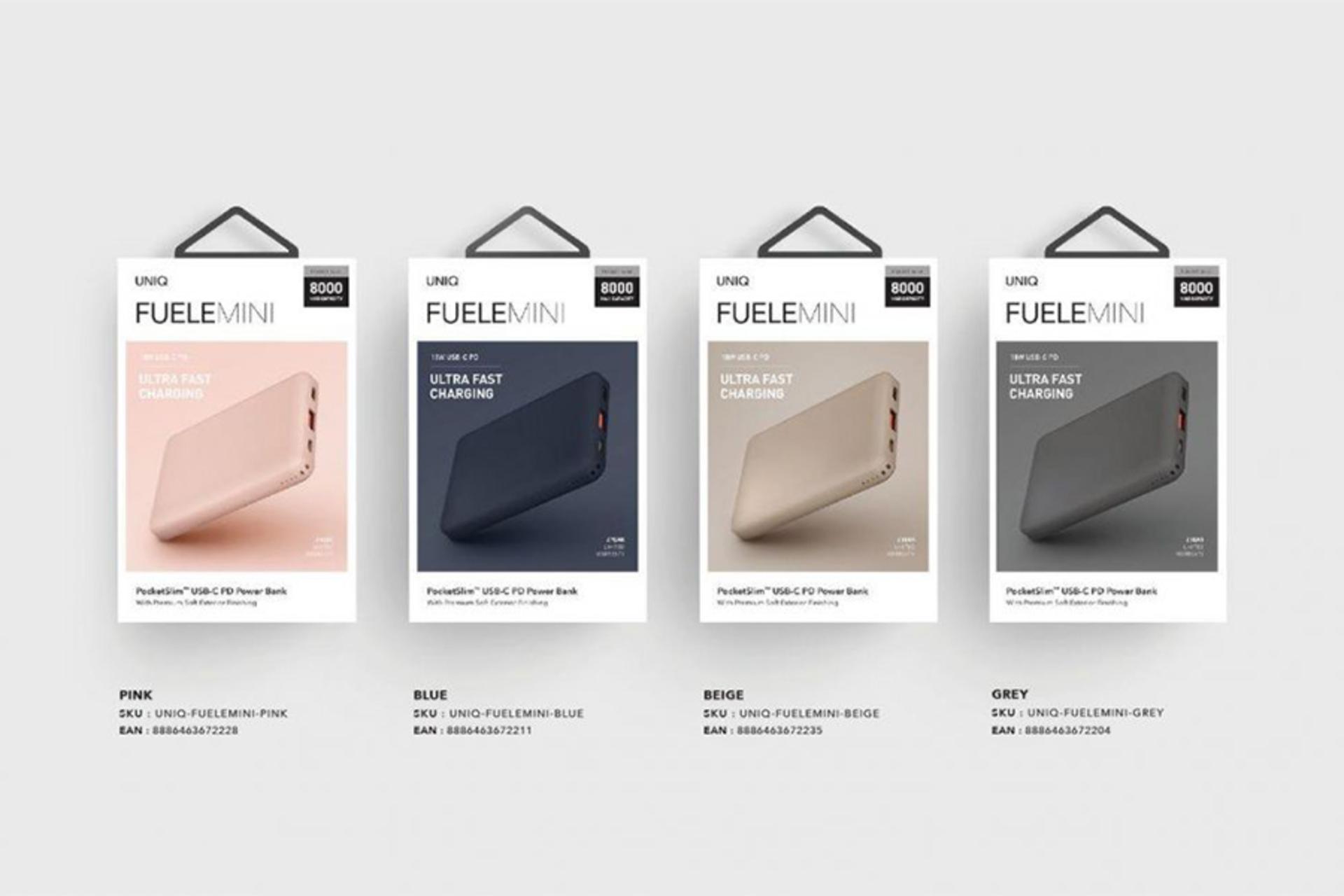 رنگ های مختلف پاور بانک Uniq Fuele Mini 8000mAh