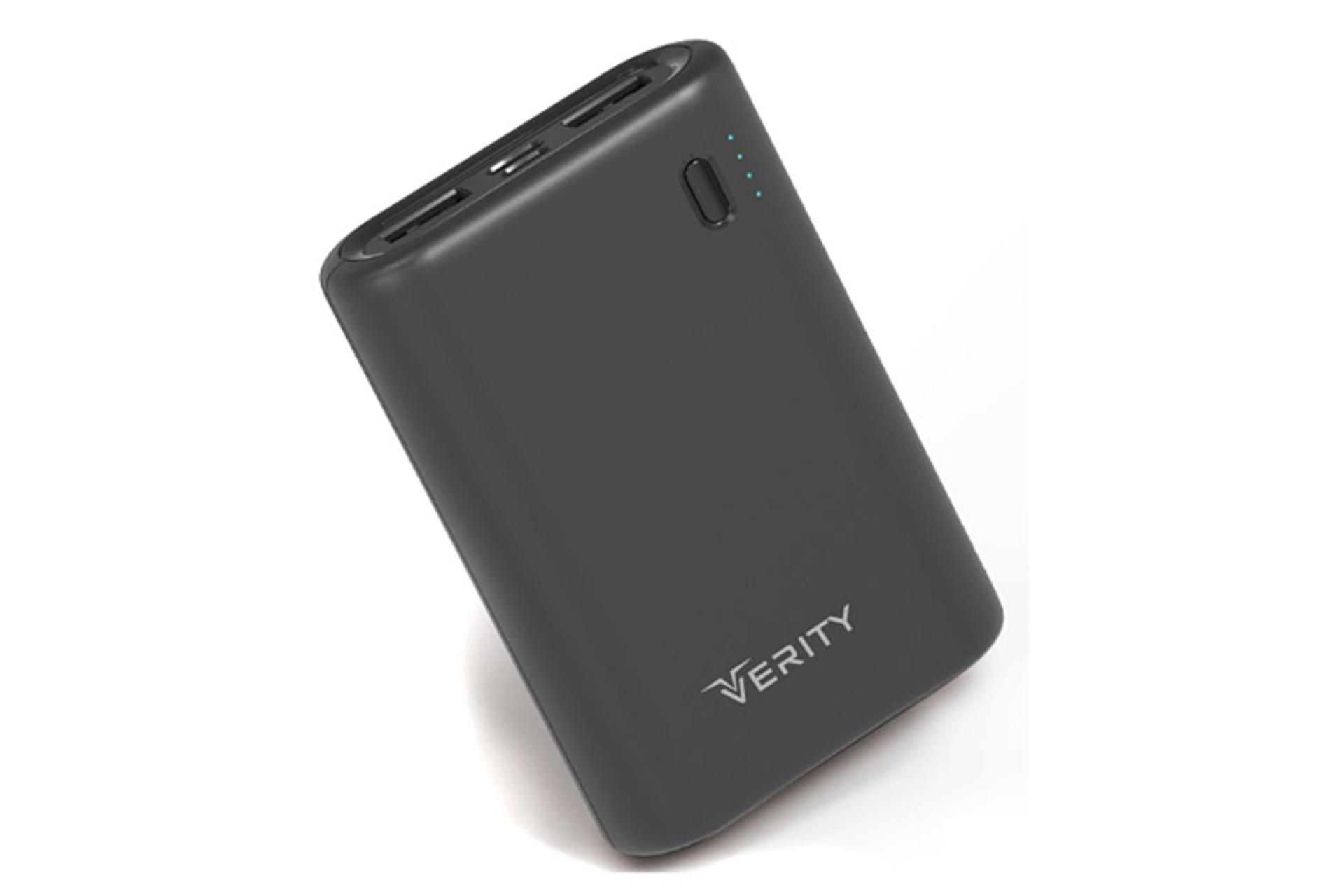 نمای جلو و محل نمایش نمایشگر LED و درگاه خروجی پاور بانک Verity V-PA116