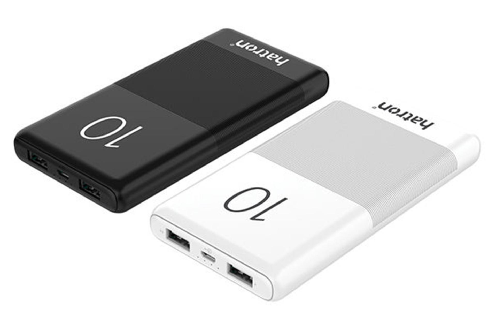 پاوربانک هترون HPB-1080 رنگ مشکی و سفید