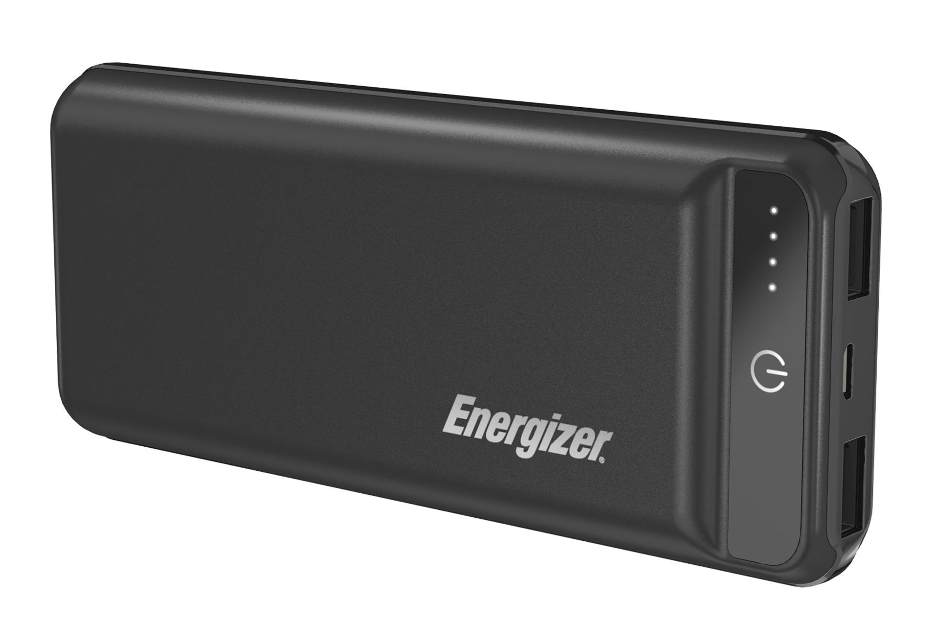 نمای گوشه پاور بانک انرجایزر UE20032 محل درگاه ورودی و خروجی