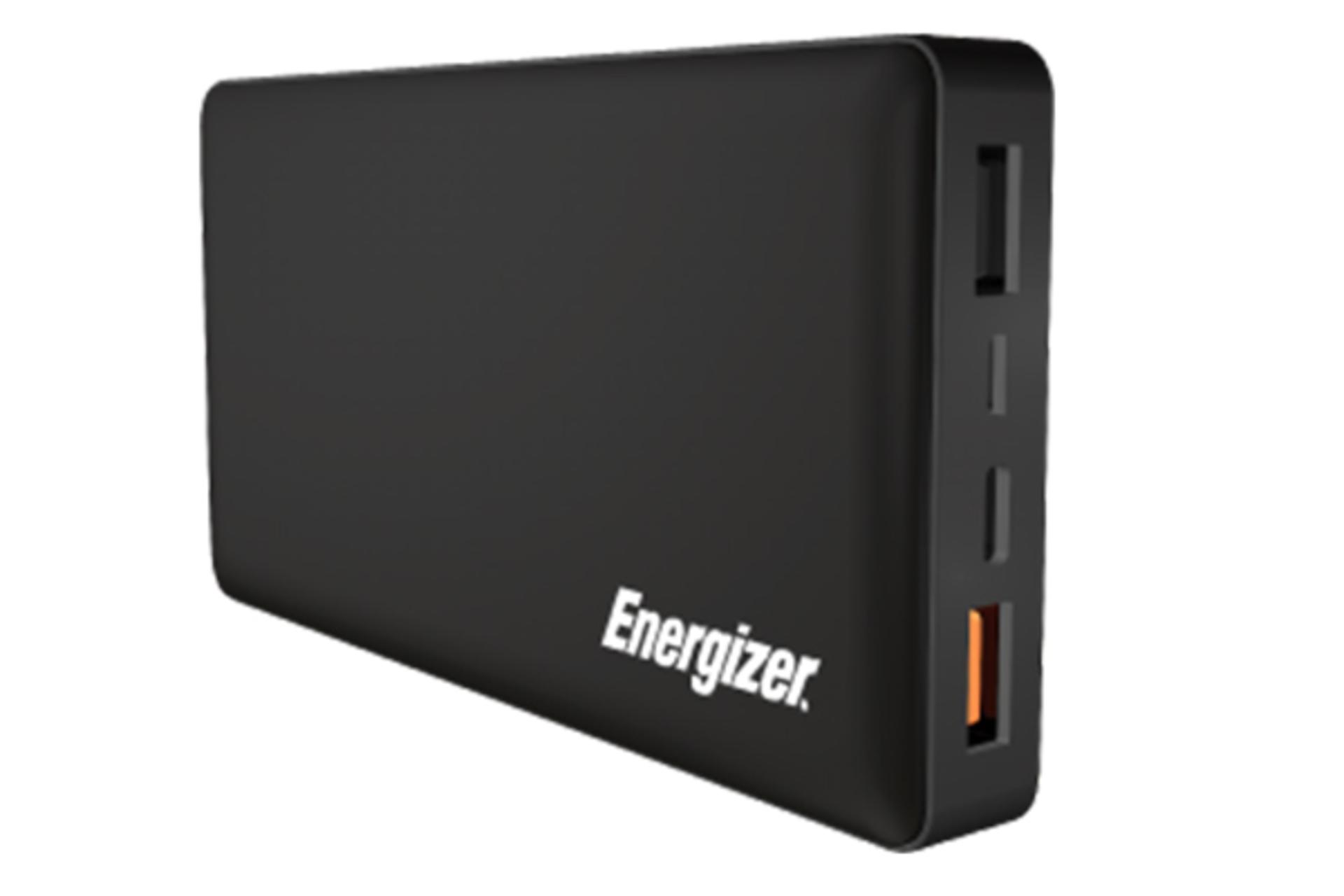 نمای خوابیده پاور بانک انرجایزر UE15002CQ و محل درگاه ها