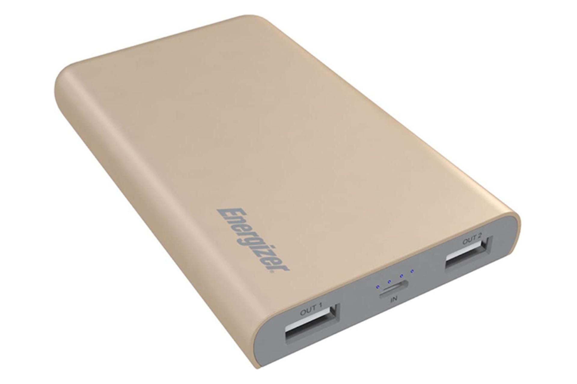 نمای خوابیده پاور بانک انرجایزر UE8003 و محل درگاه ها / Energizer UE8003